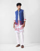 Neckband Kurta - White & Red Printed