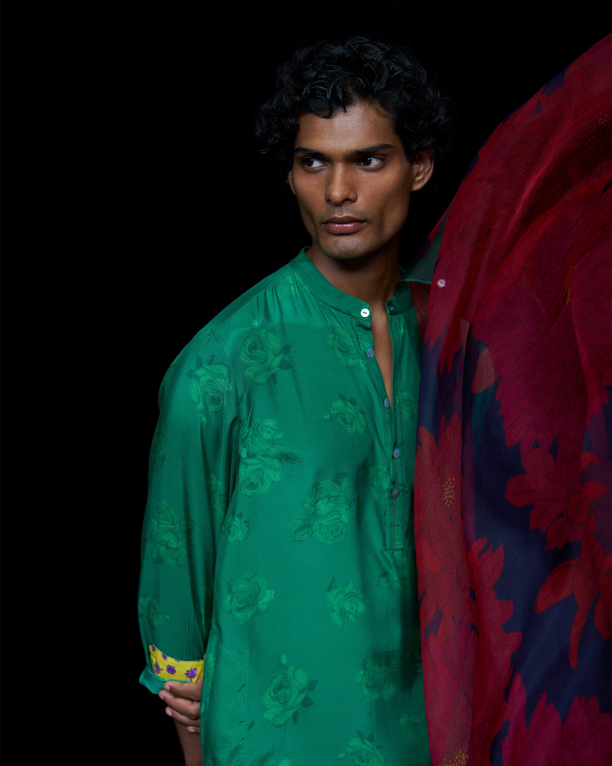 Astral Kurta - Emerald Green Printed