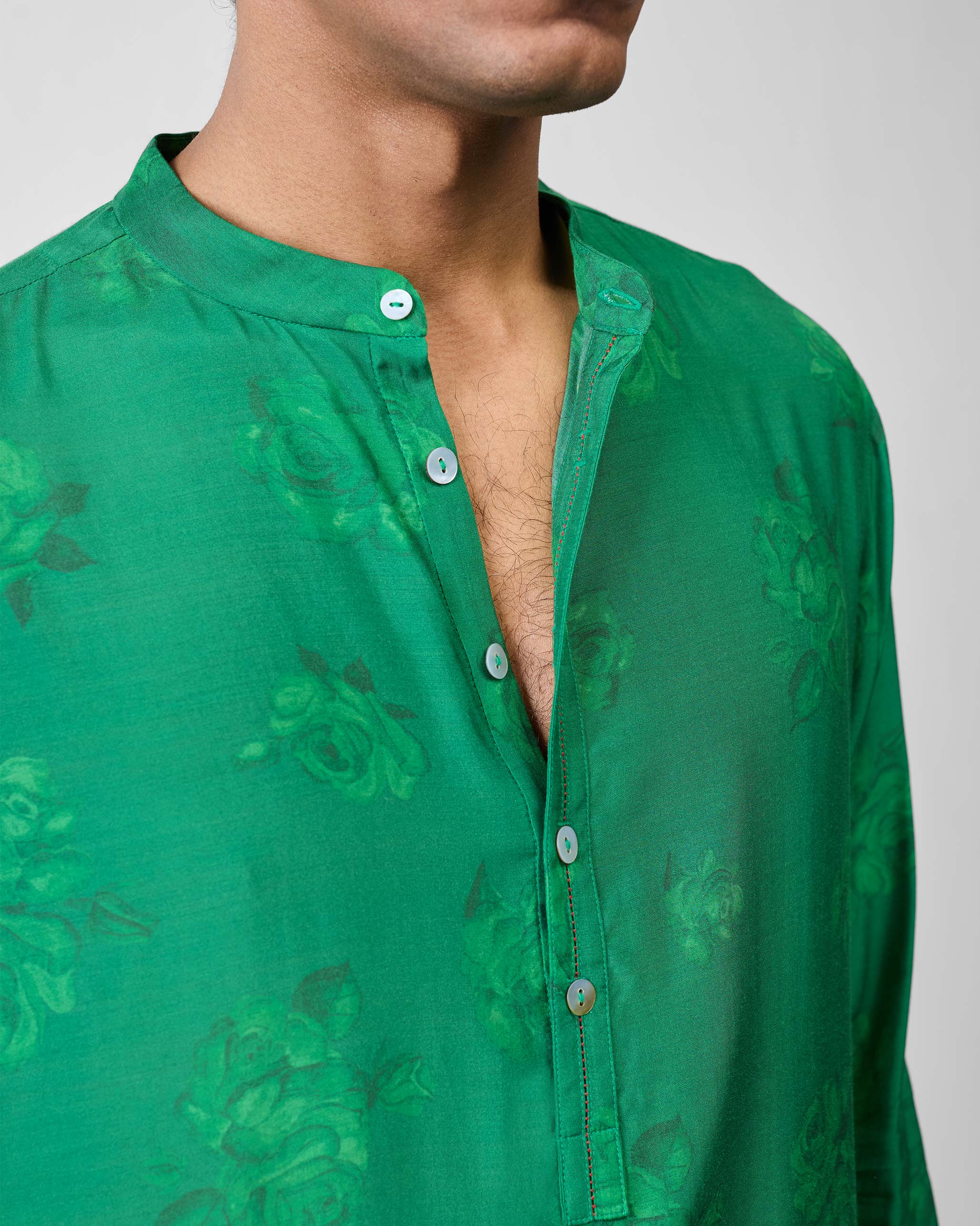 Astral Kurta - Emerald Green Printed