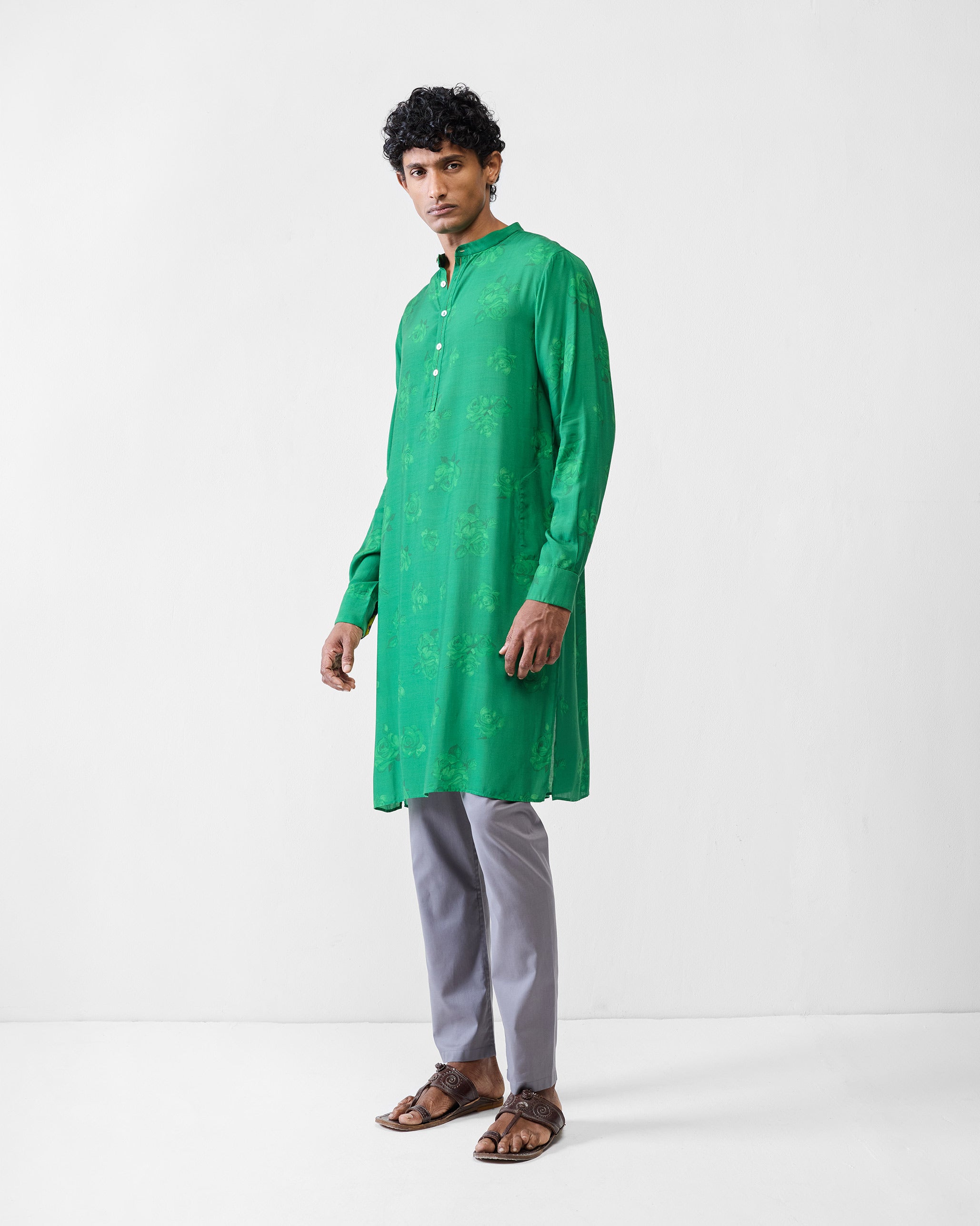 Astral Kurta - Emerald Green Printed