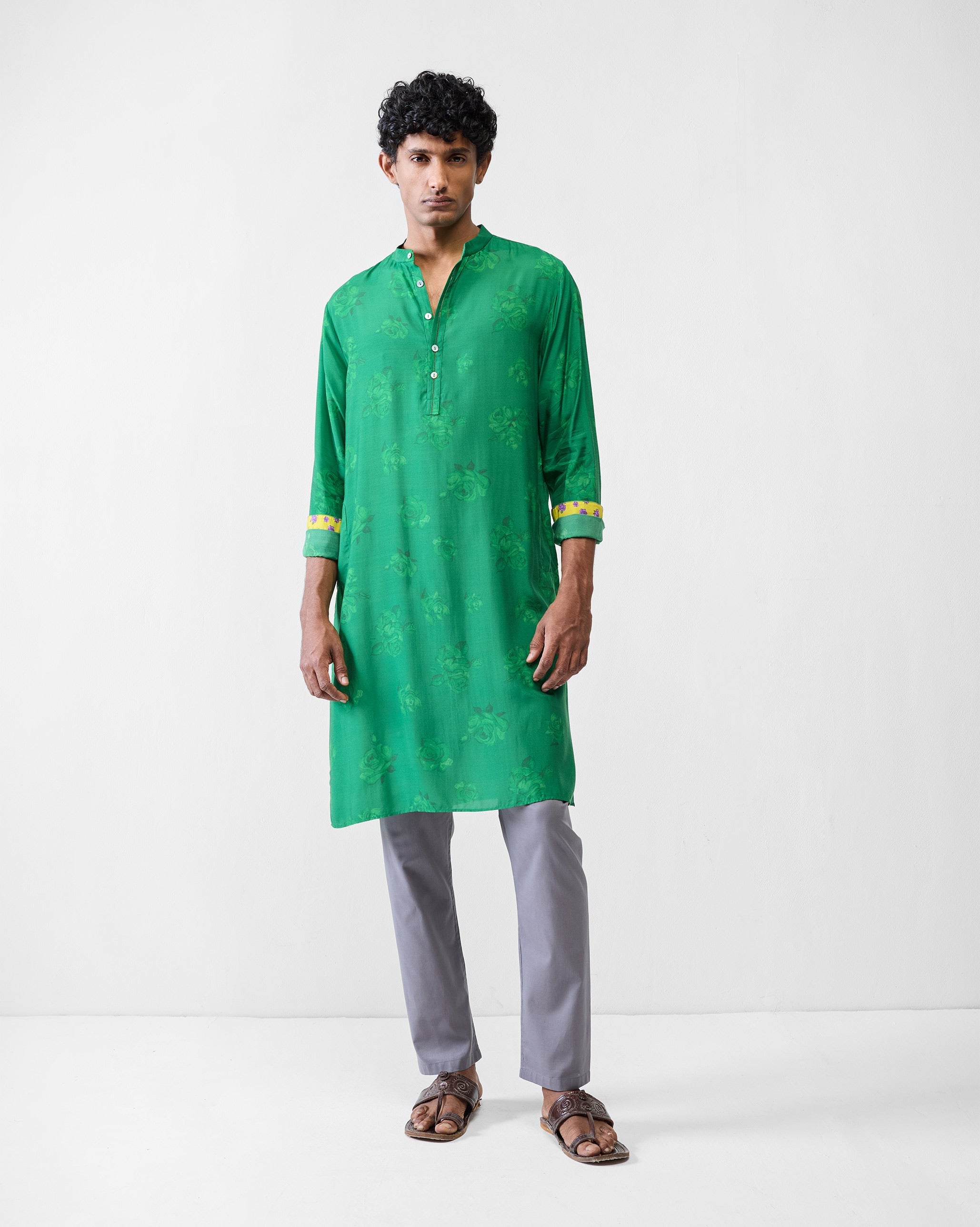 Astral Kurta - Emerald Green Printed