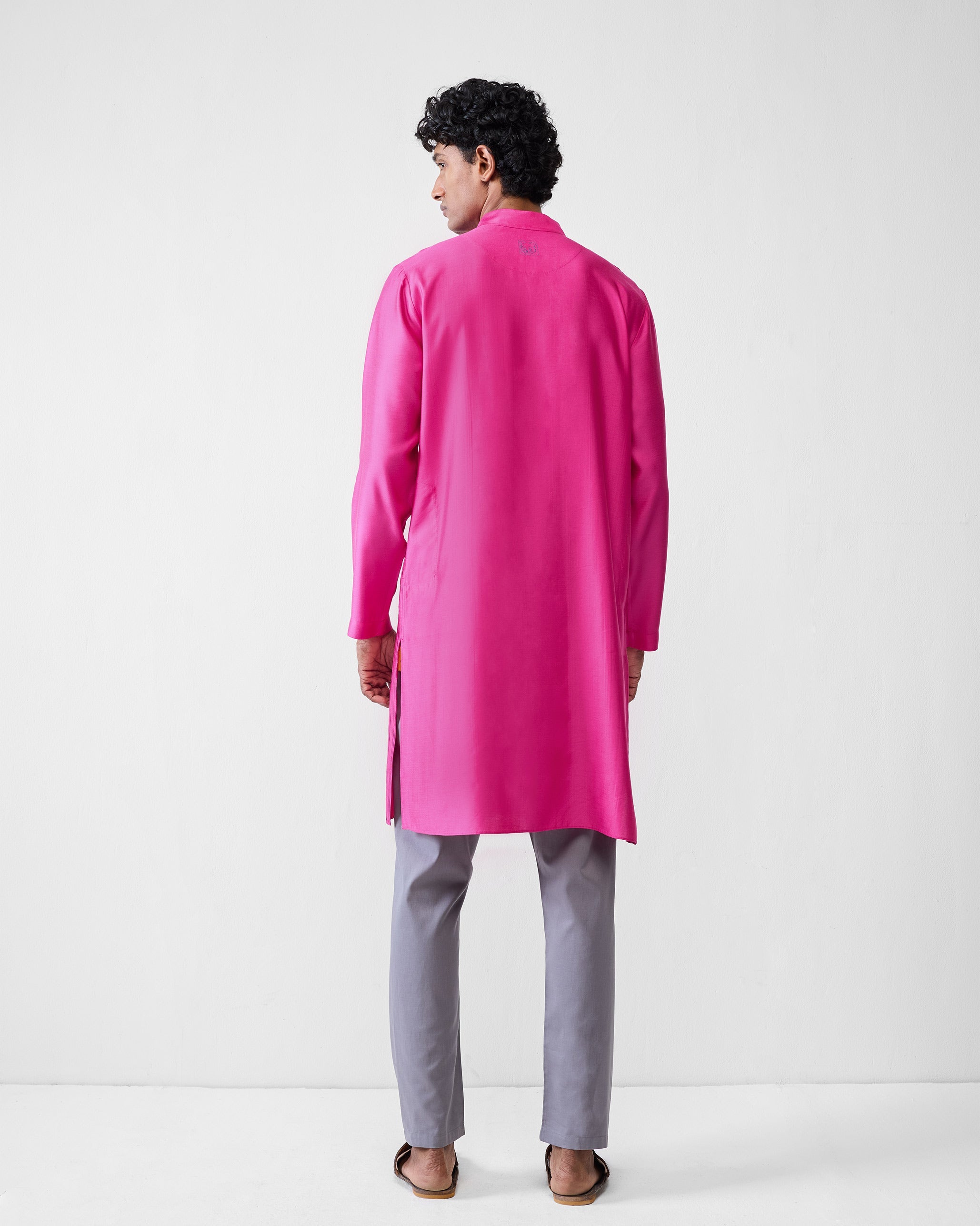 Long Pleated Kurta - Fuchsia