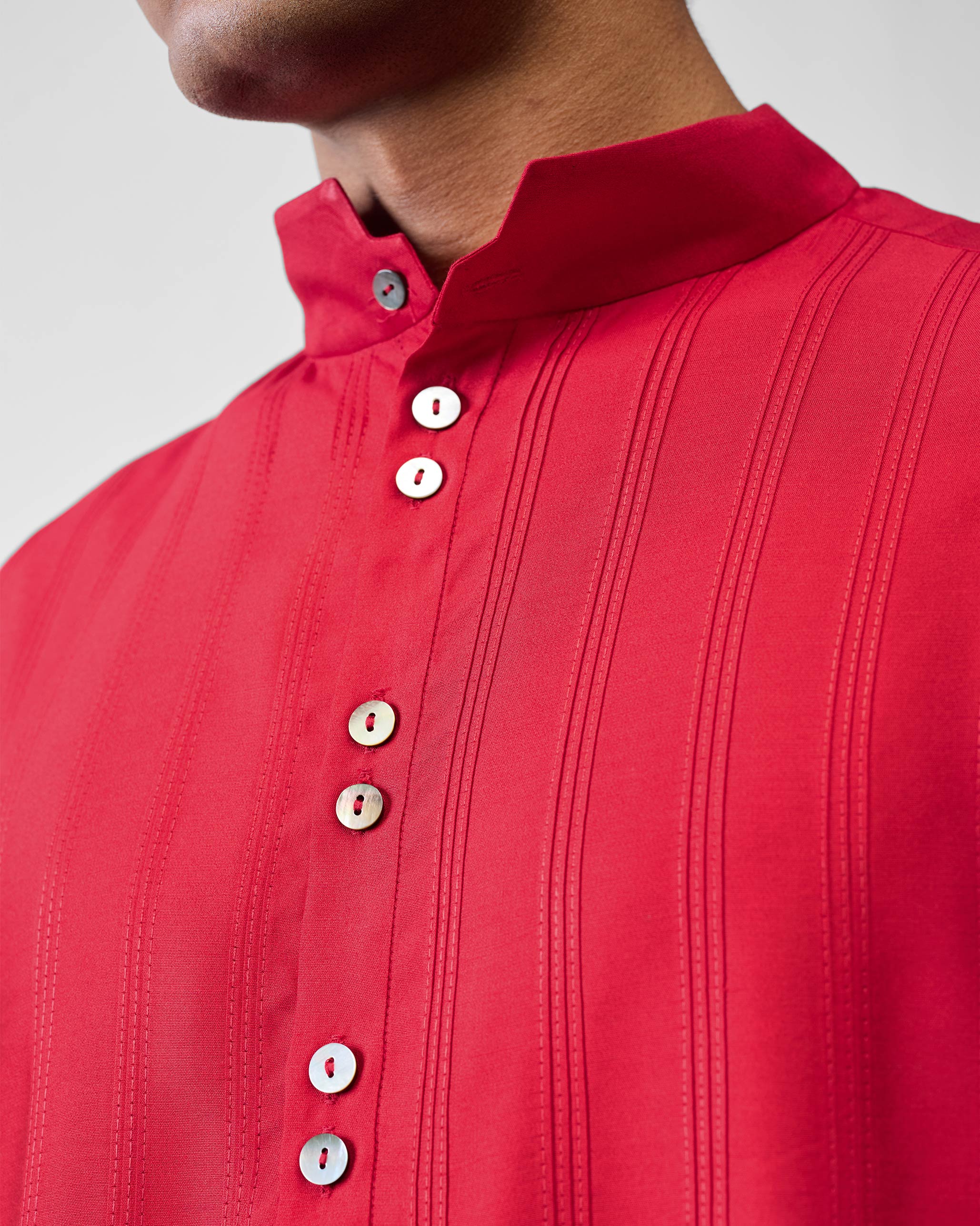 Long Pleated Kurta - Red