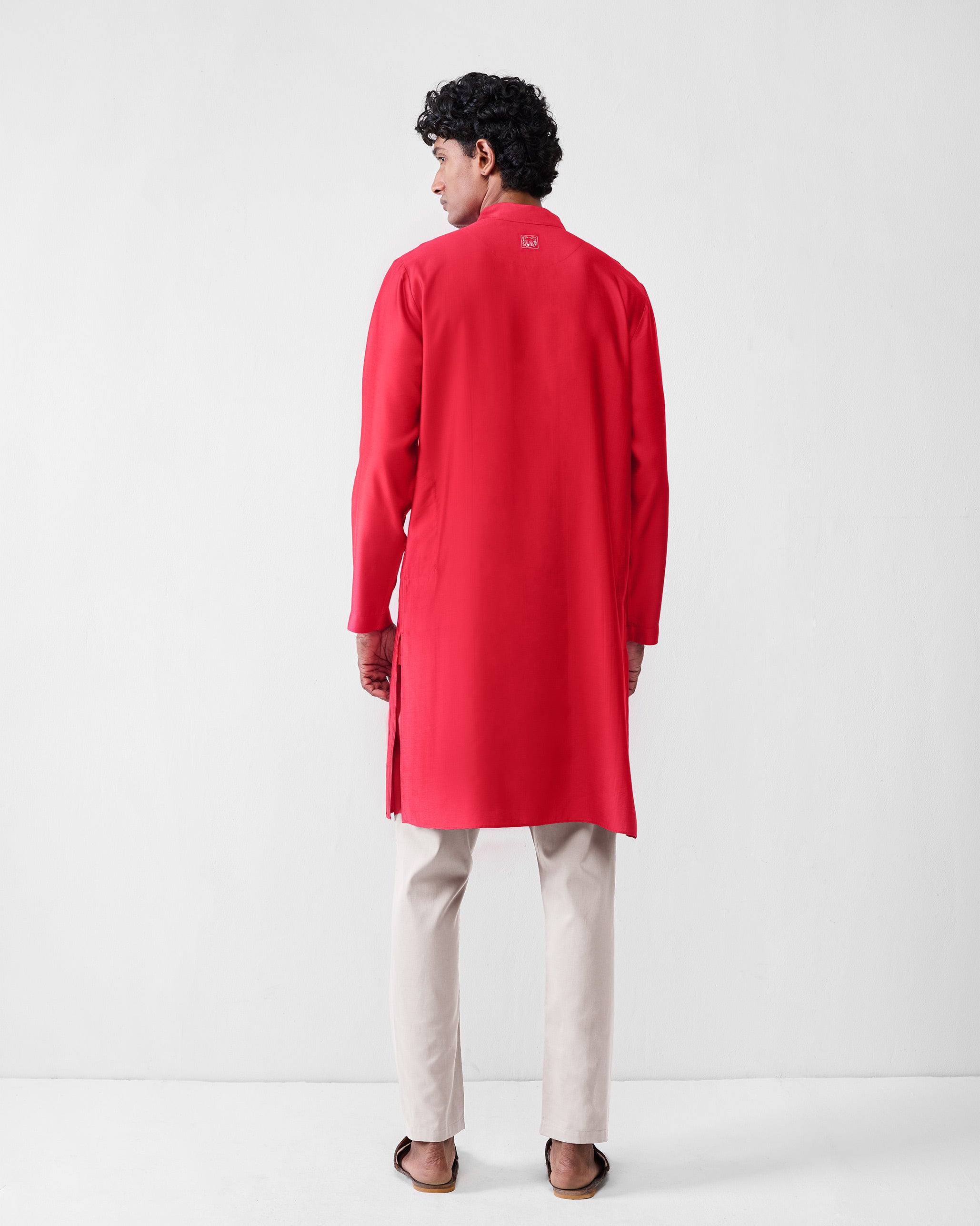 Long Pleated Kurta - Red