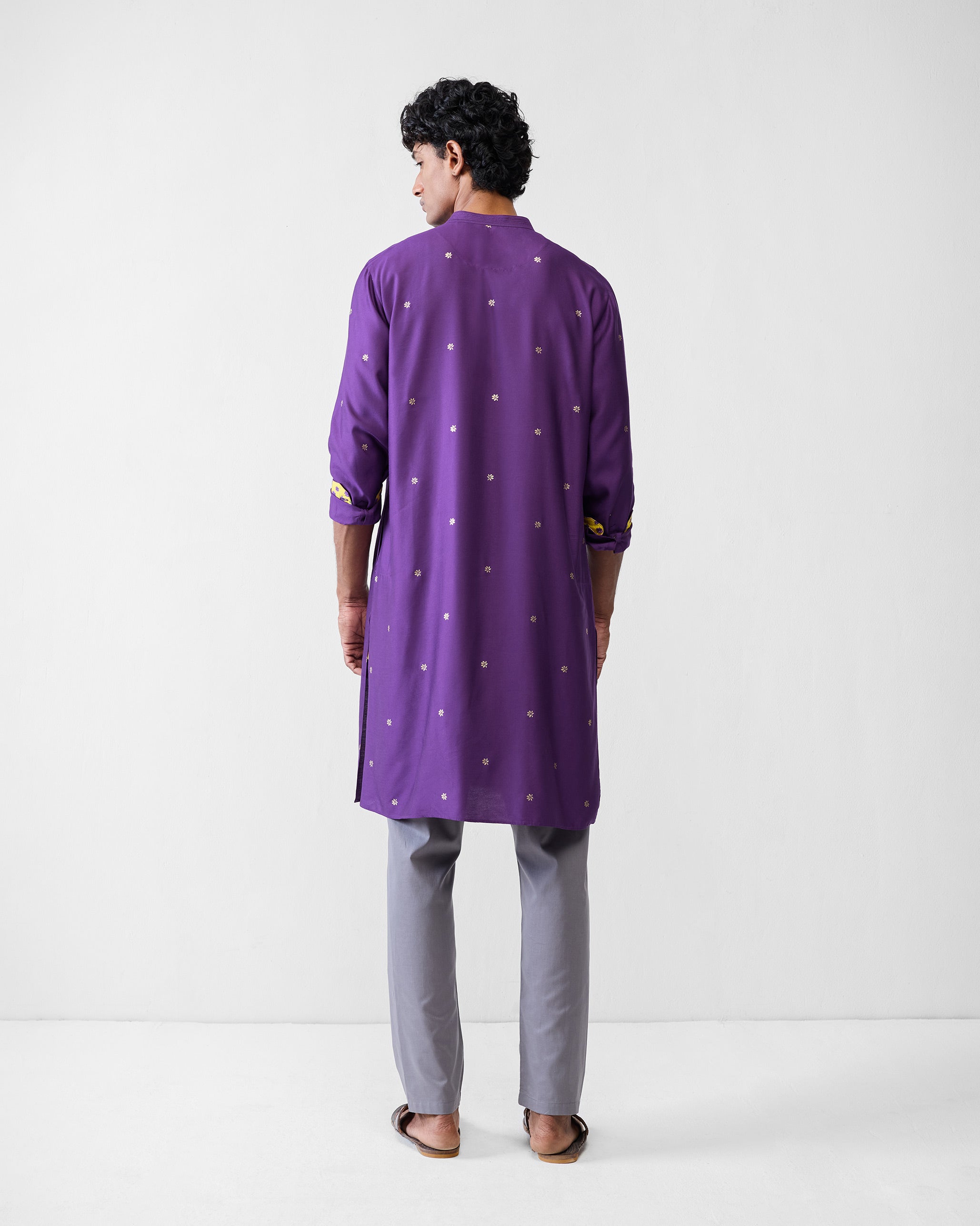Neckband Kurta - Purple Printed