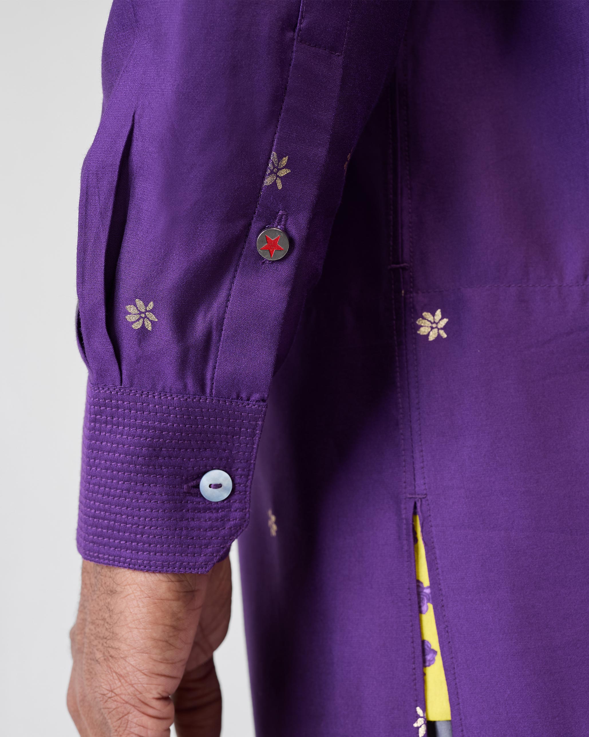 Neckband Kurta - Purple Printed