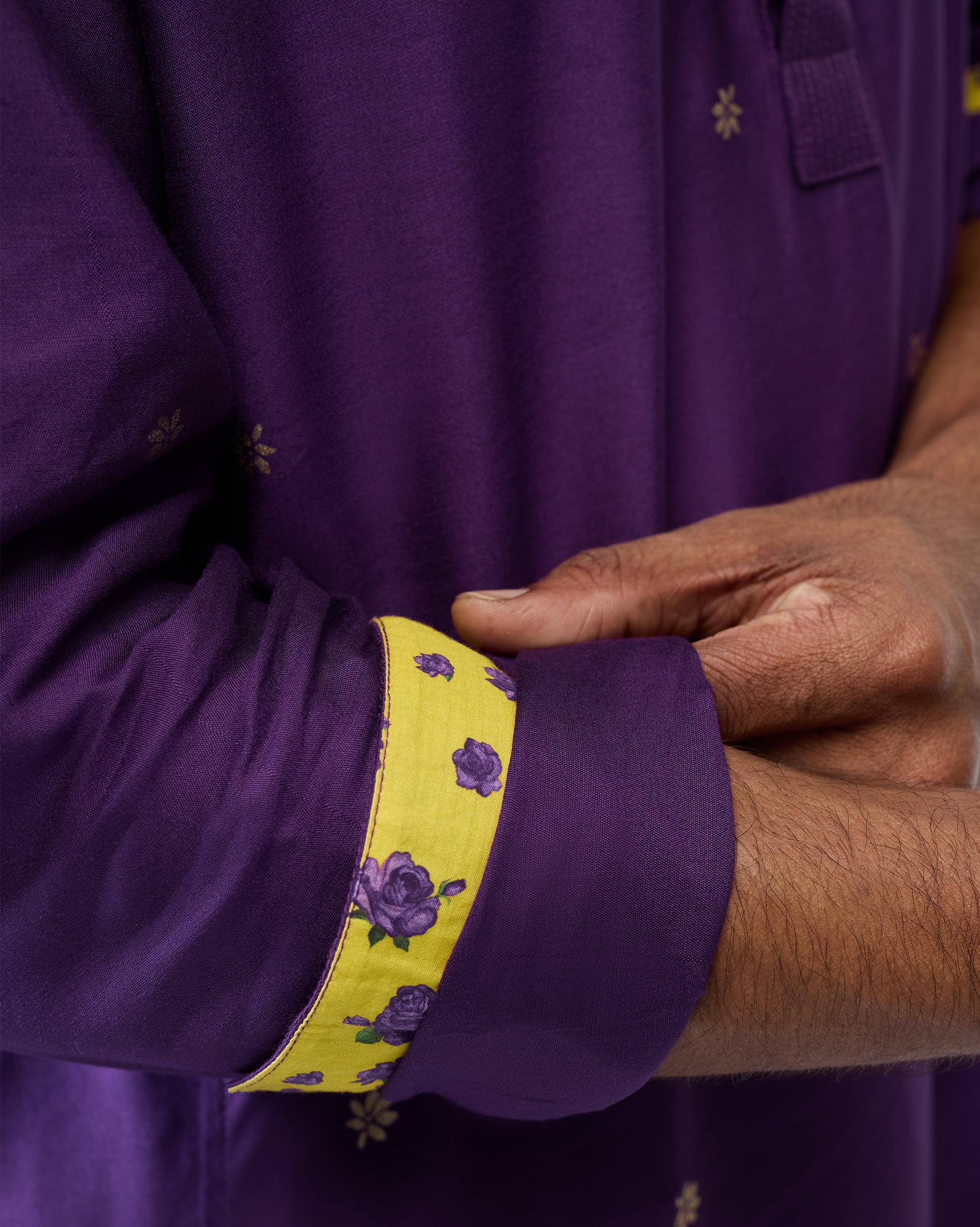 Neckband Kurta - Purple Printed
