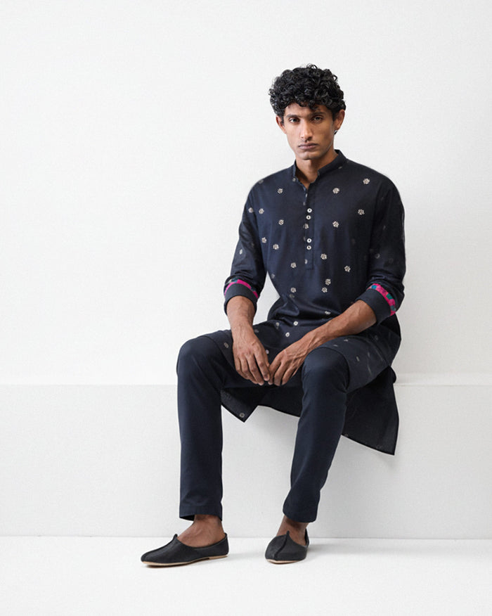 Rey Kurta - Black Printed