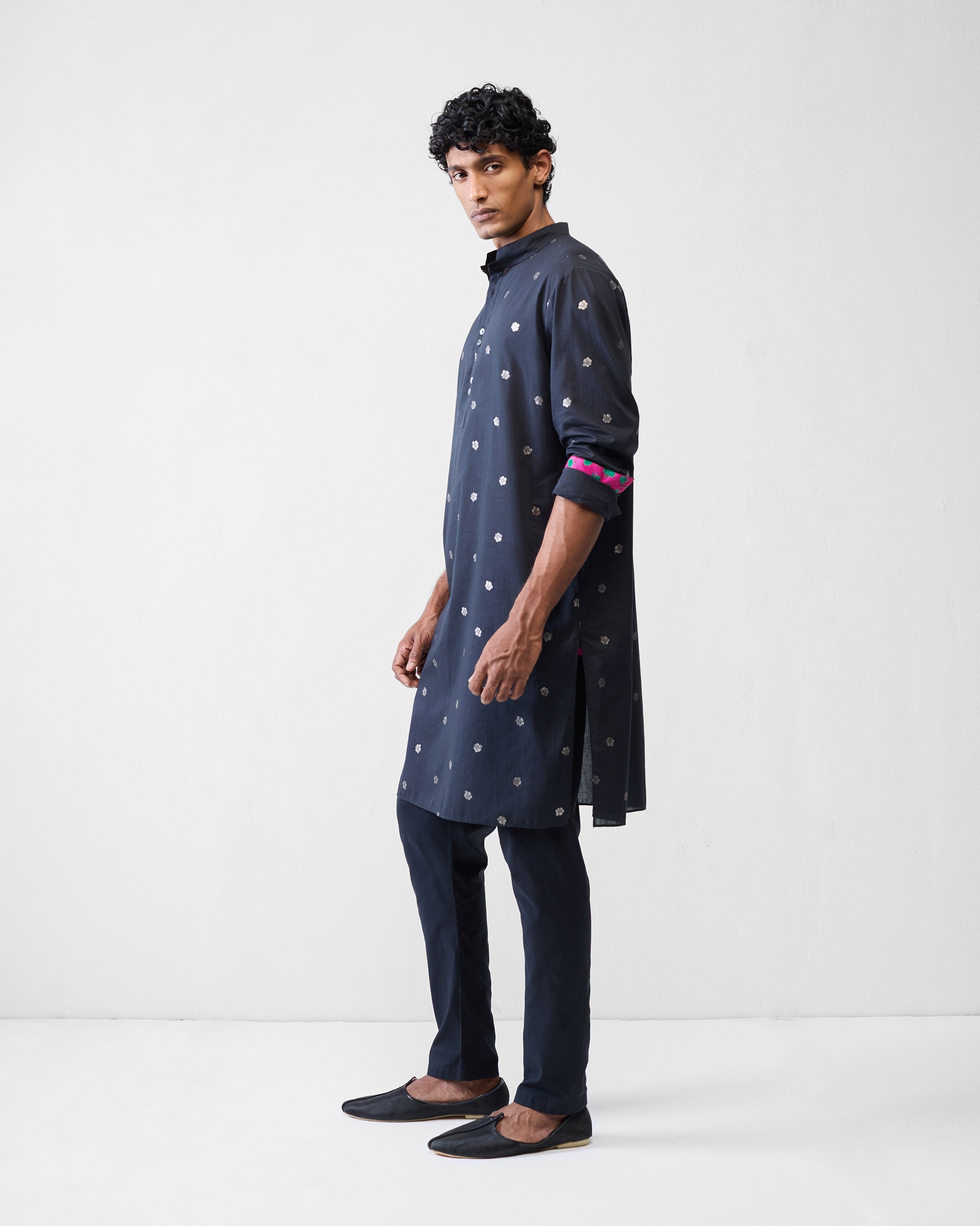 Rey Kurta - Black Printed
