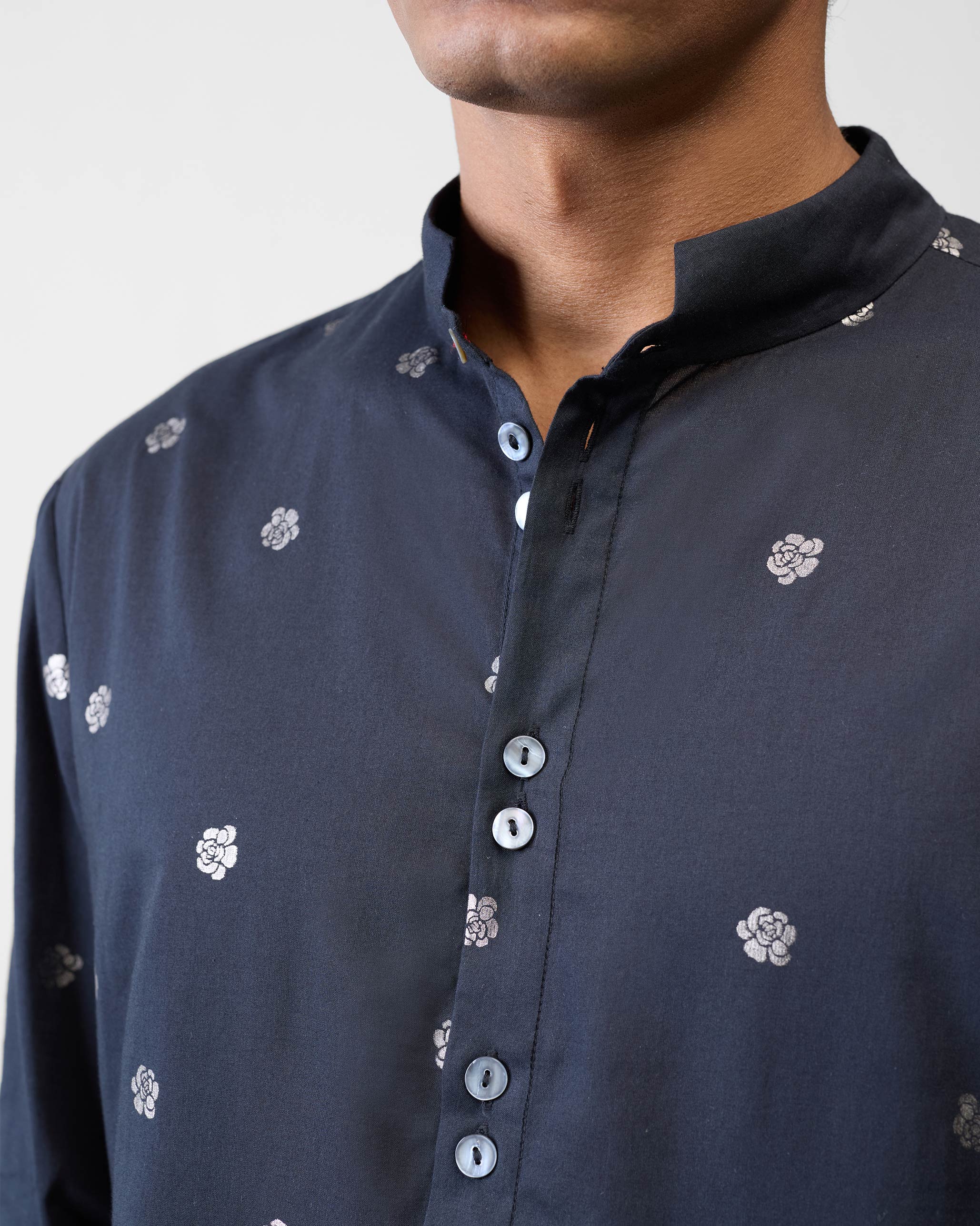 Rey Kurta - Black Printed