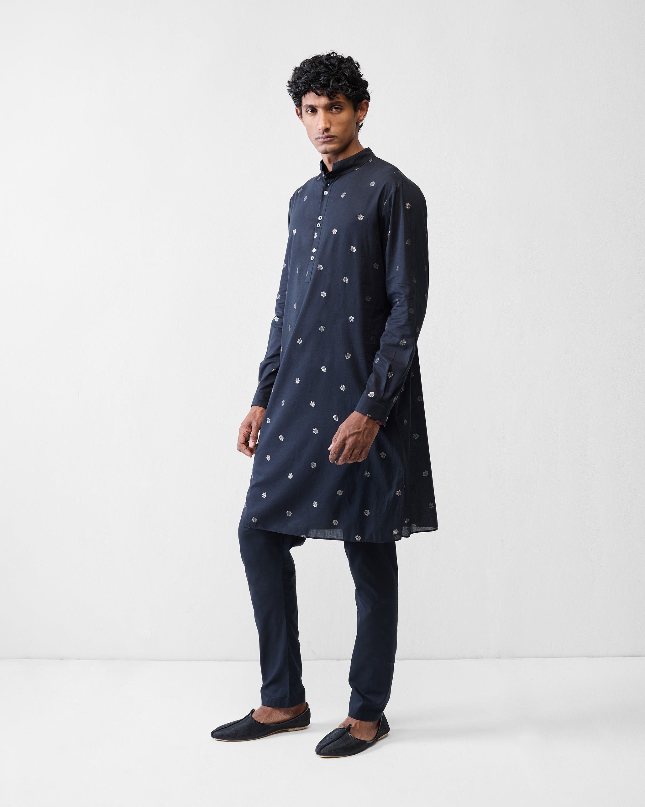 Rey Kurta - Black Printed