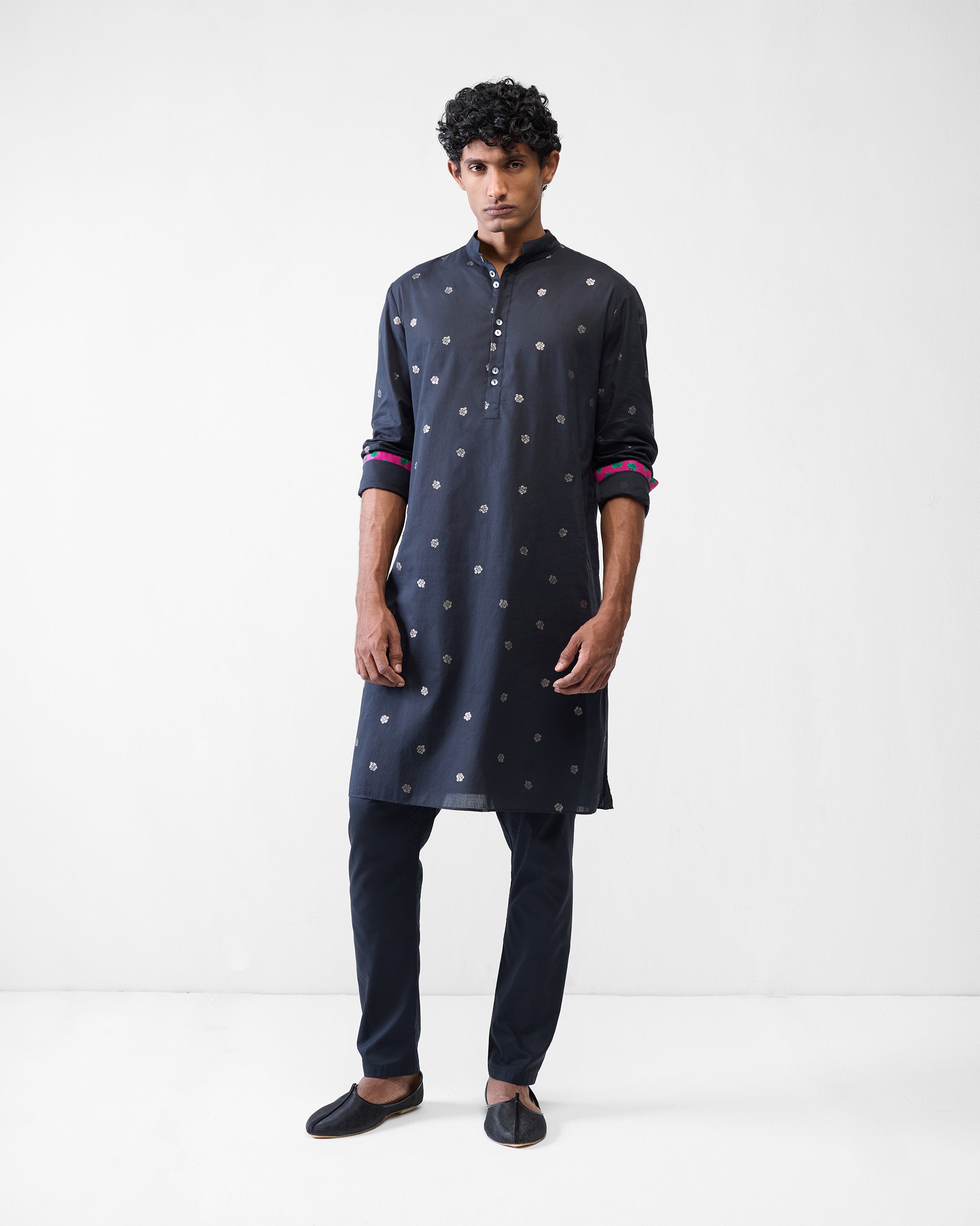Rey Kurta - Black Printed
