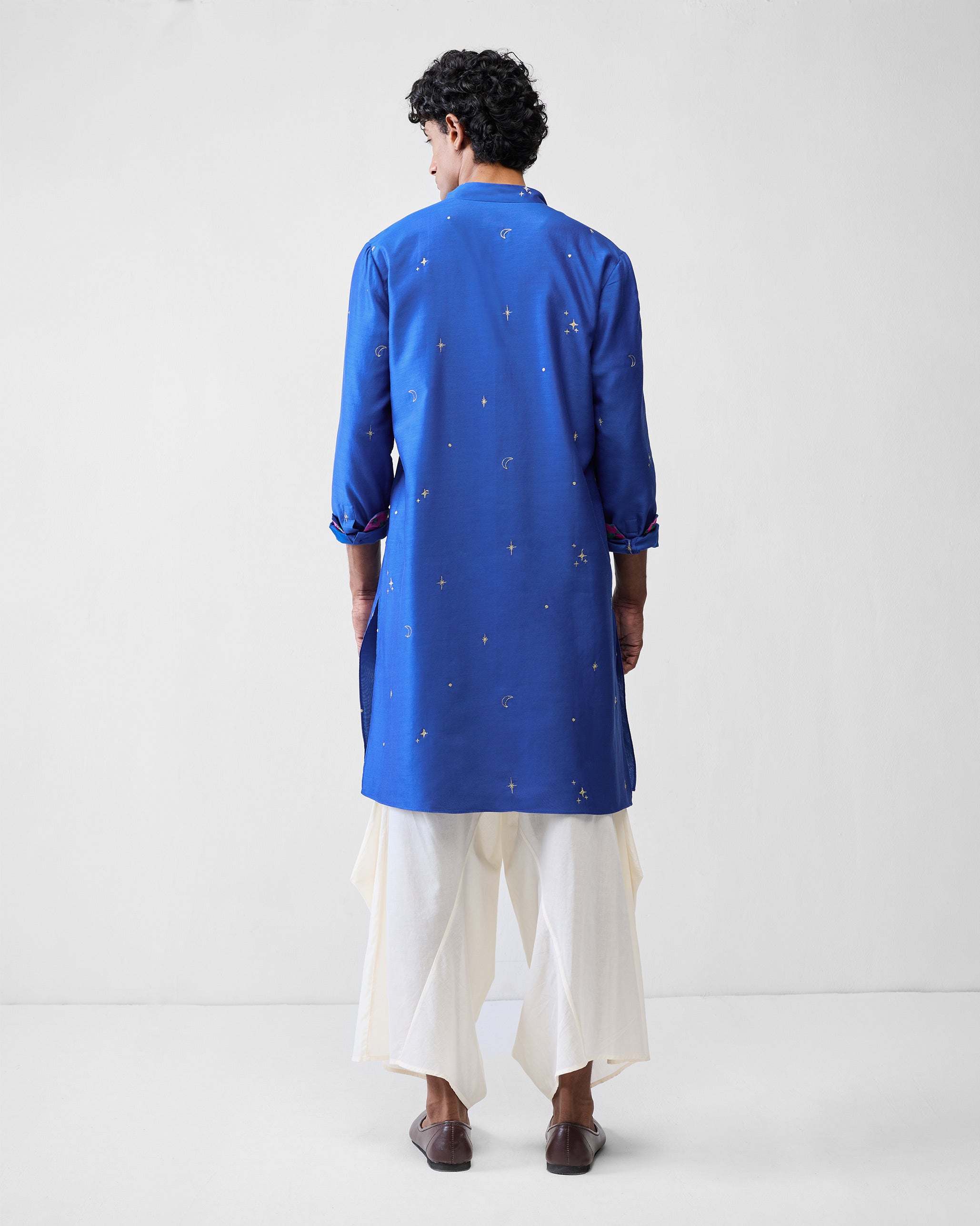 Rey Kurta - Navy & Gold Embroidered