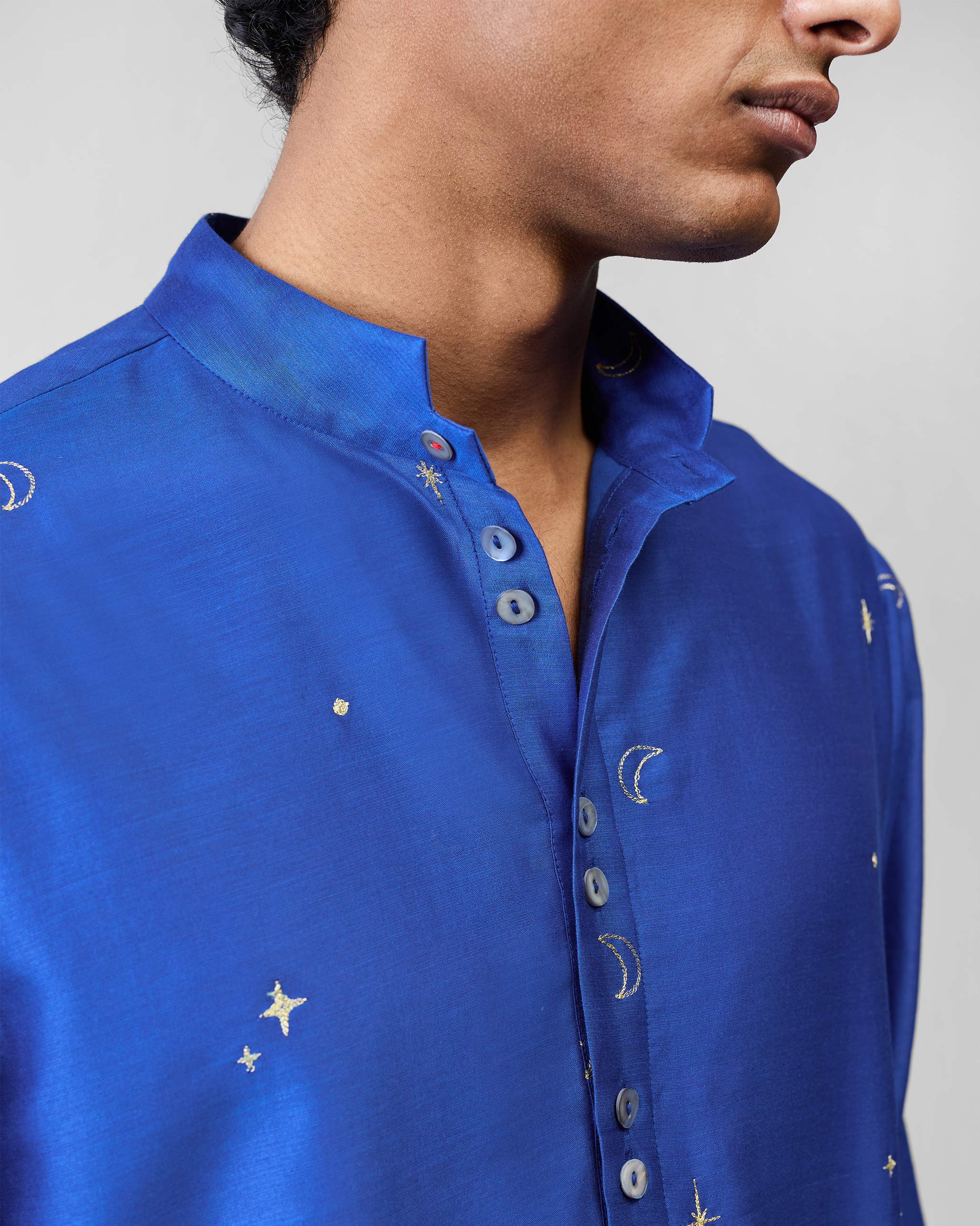Rey Kurta - Navy & Gold Embroidered