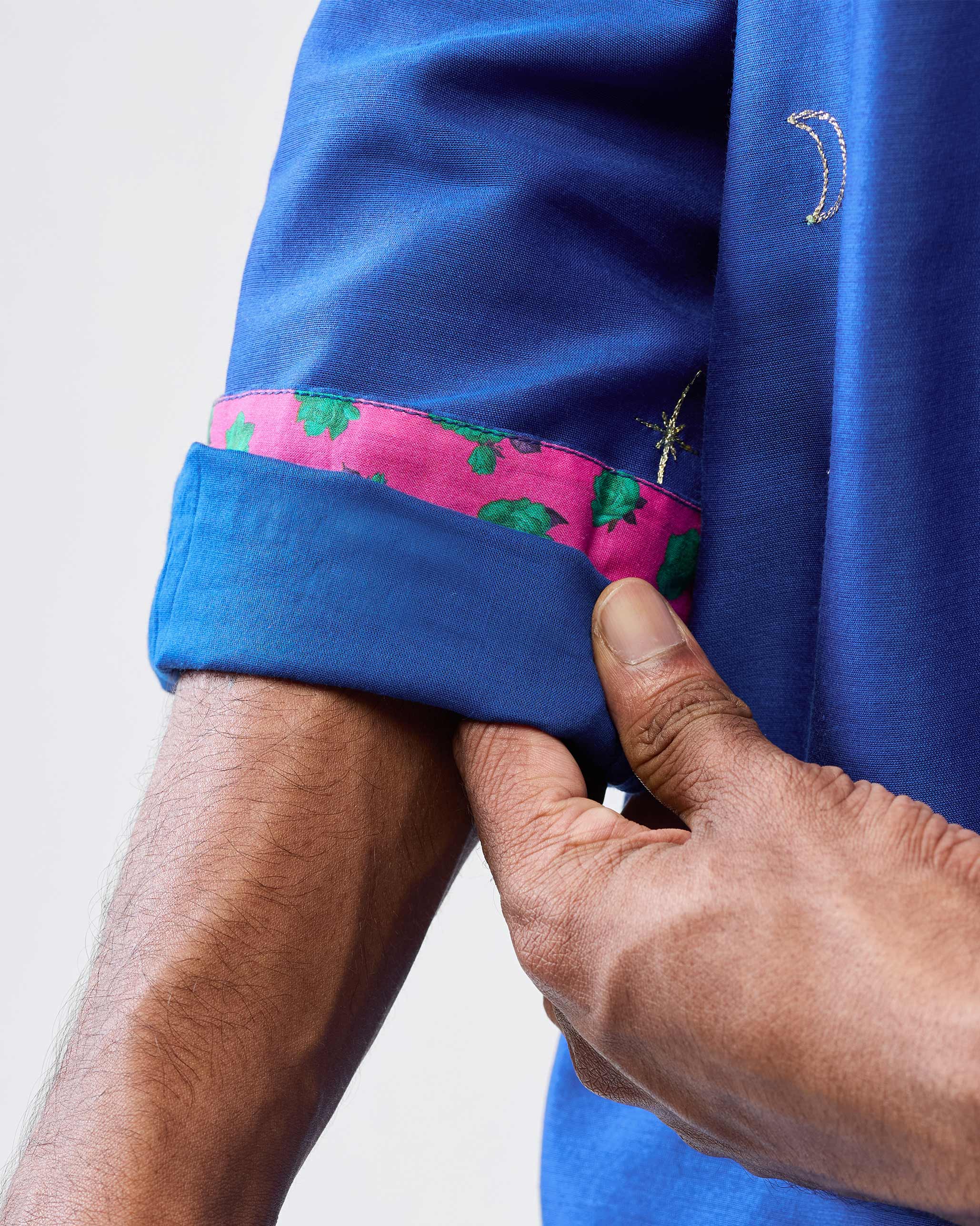 Rey Kurta - Navy & Gold Embroidered