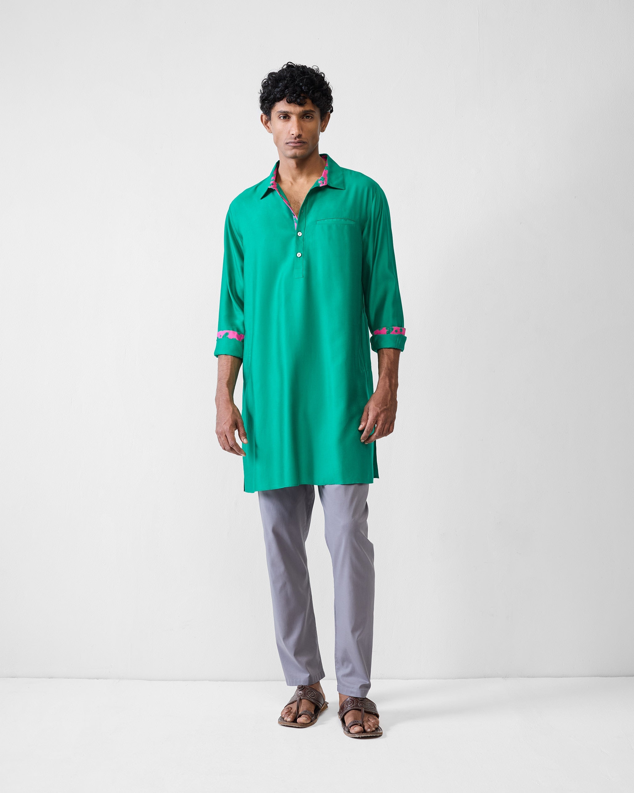 Bouquet Kurta - Emerald Green