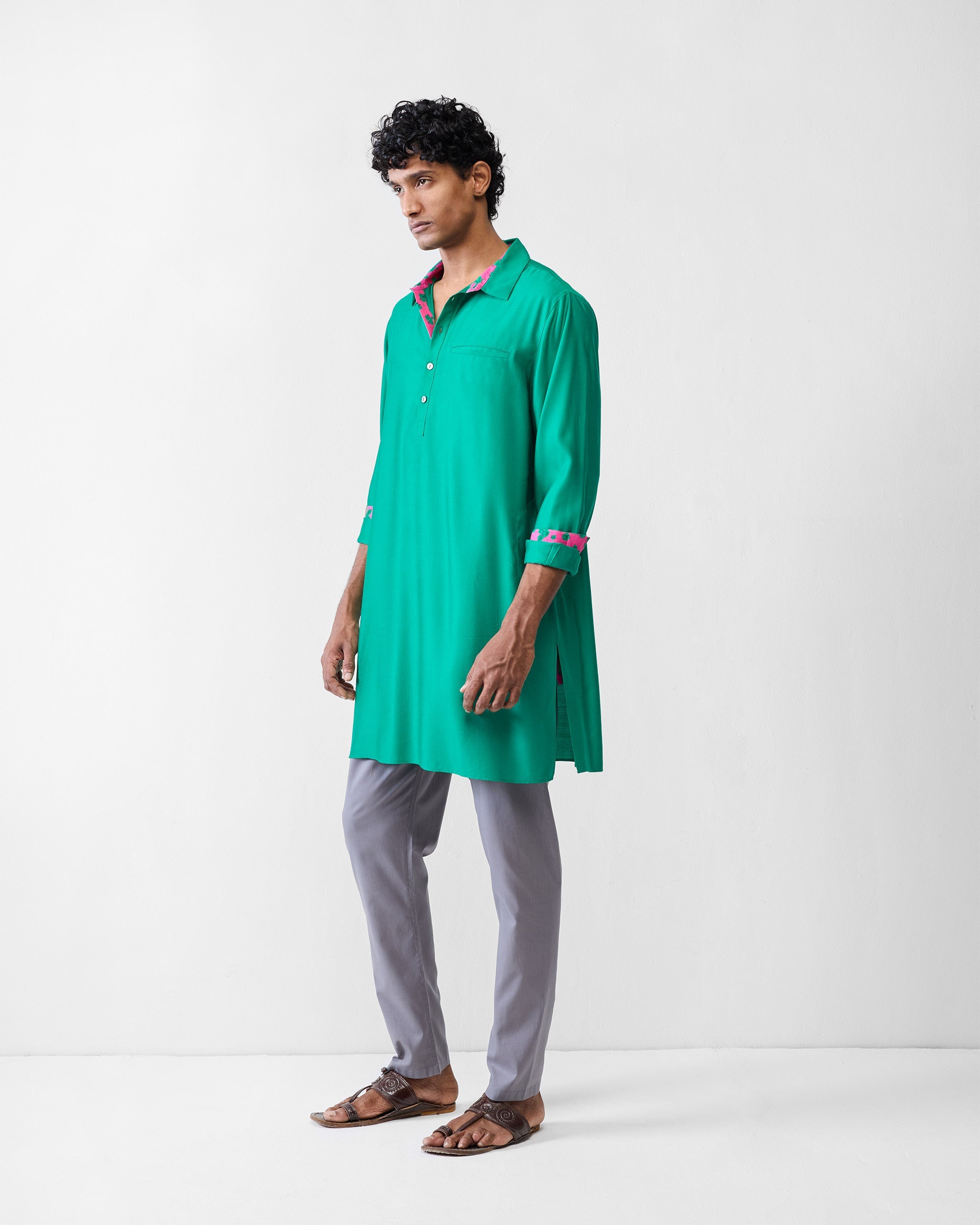 Bouquet Kurta - Emerald Green