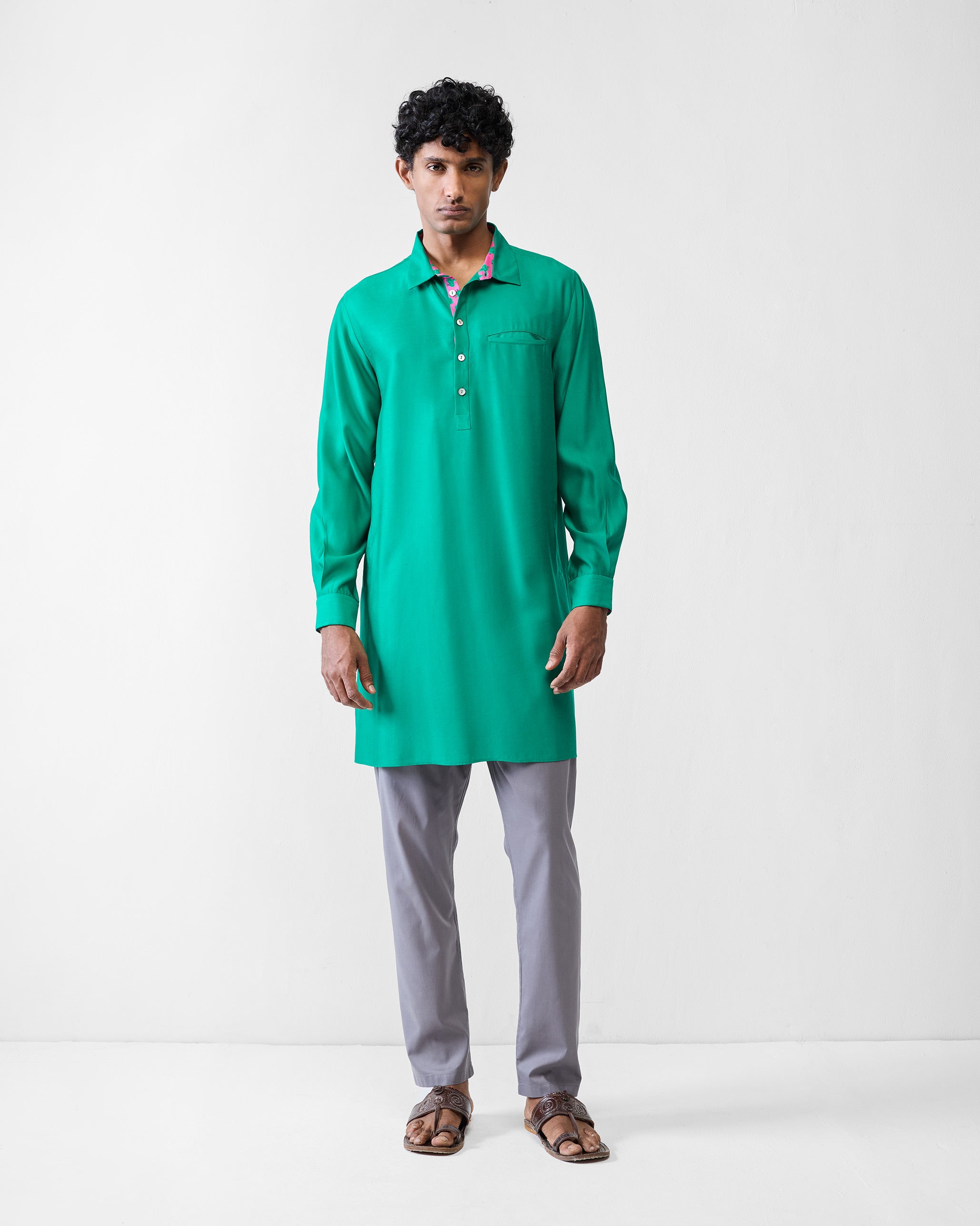 Bouquet Kurta - Emerald Green