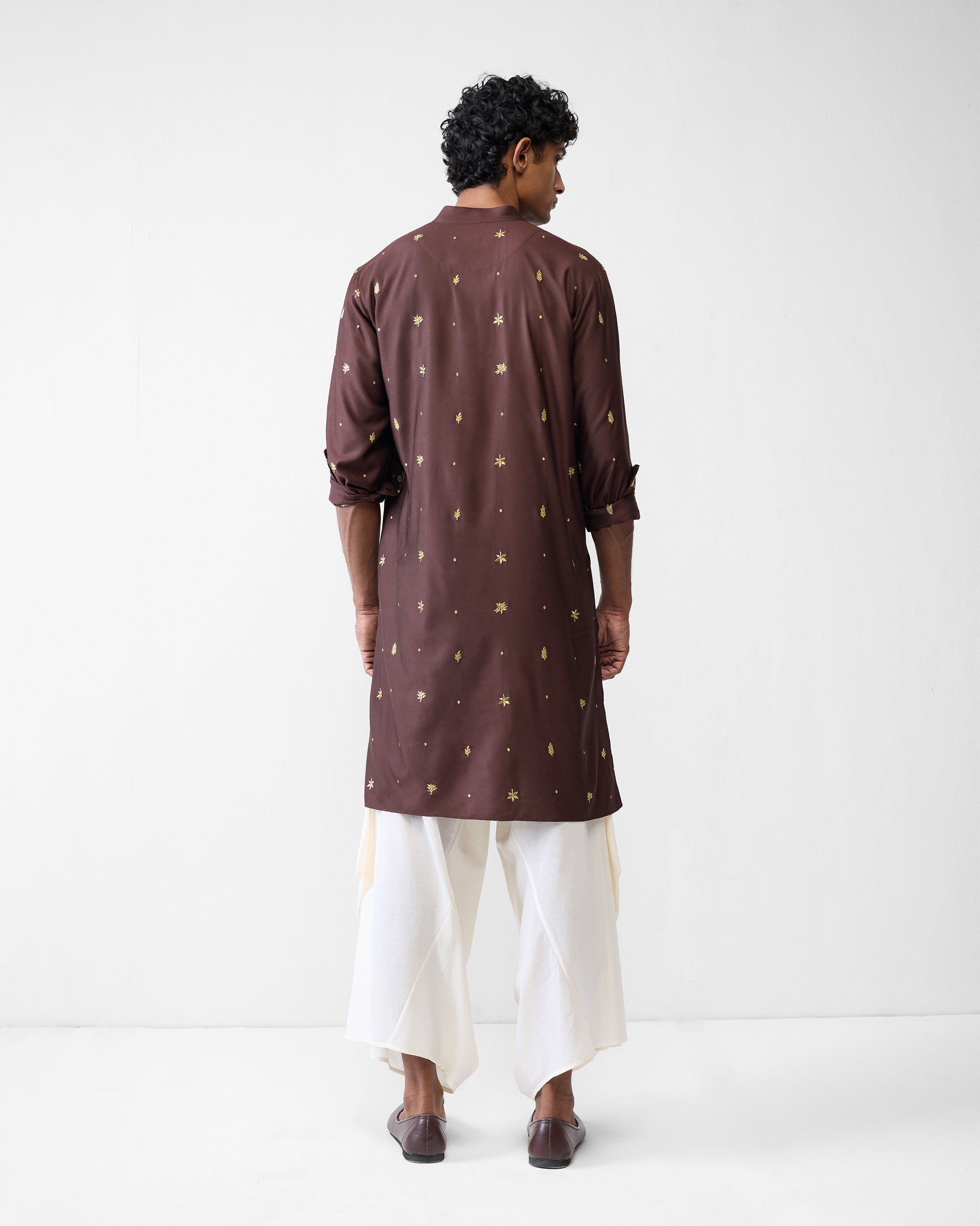 Rey Kurta - Brown Embroidered