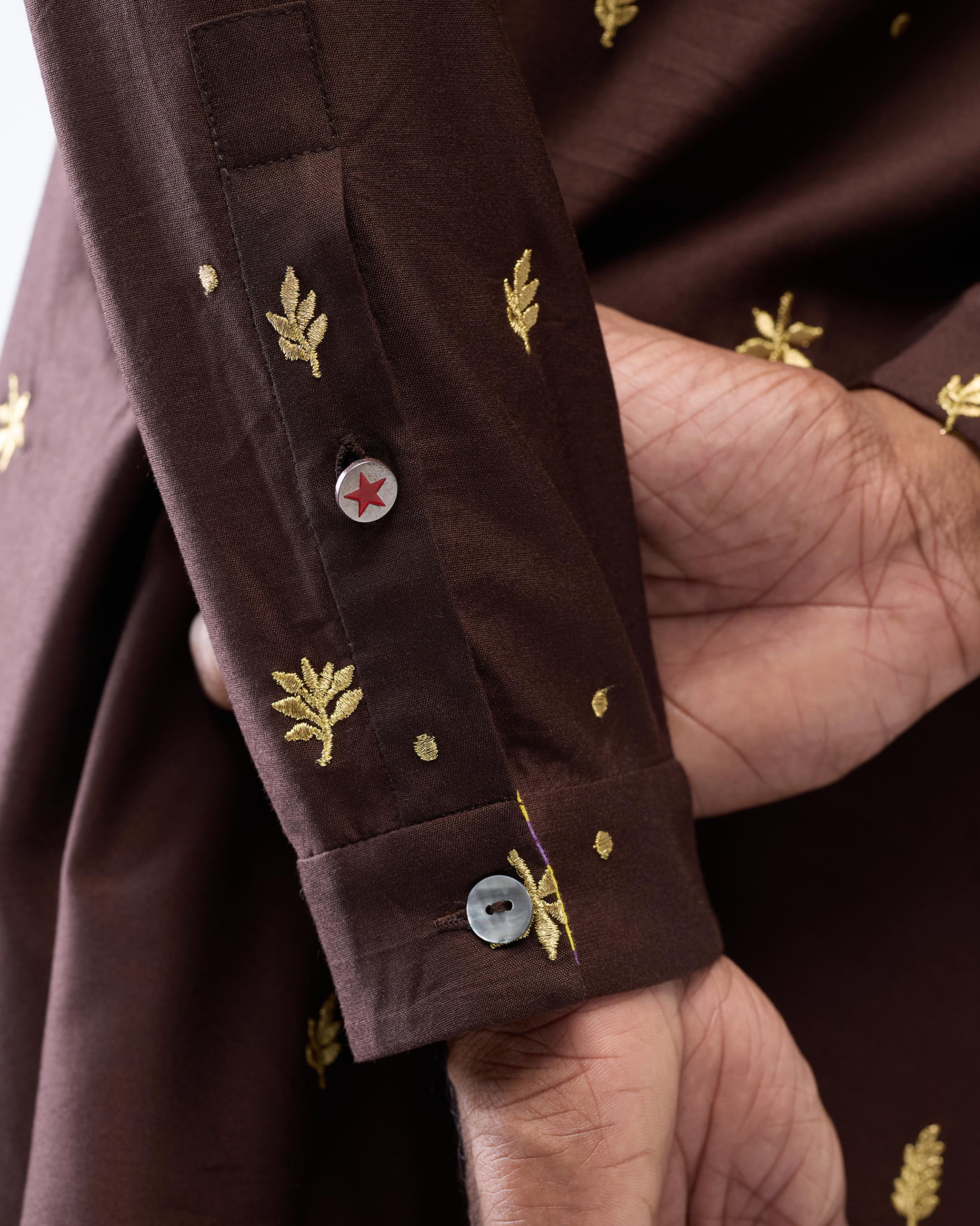 Rey Kurta - Brown Embroidered