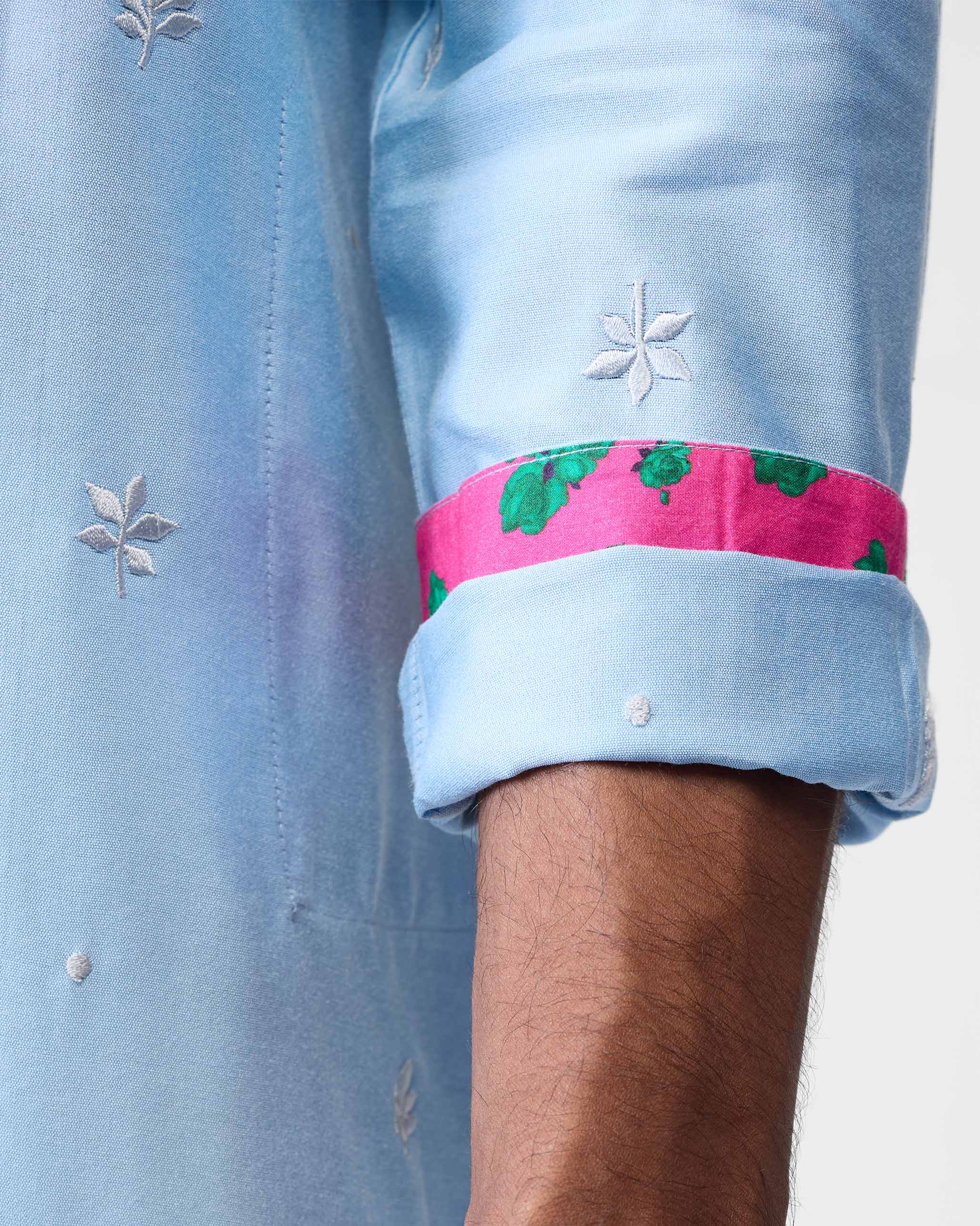 Rey Kurta - Light Blue Embroidered