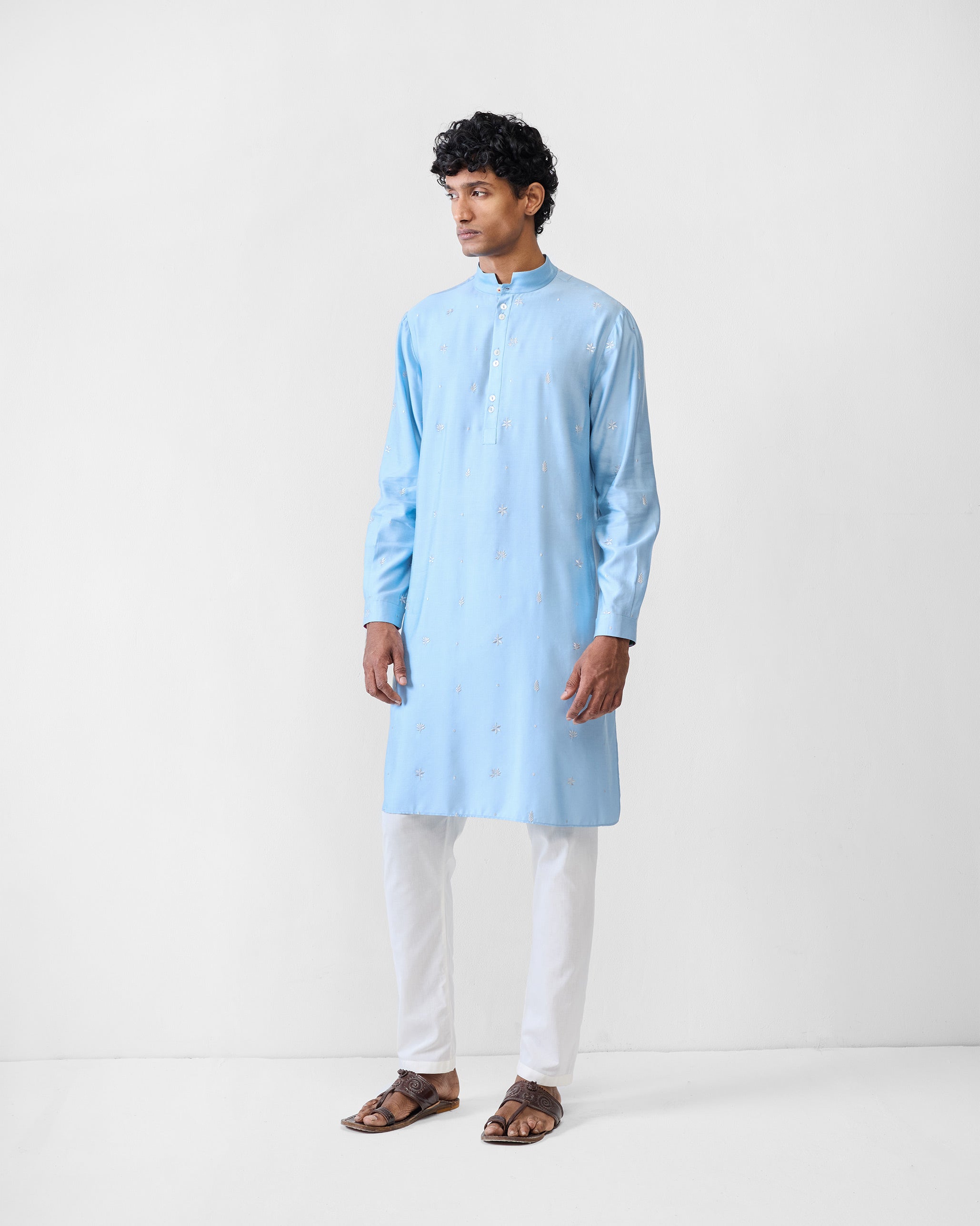 Rey Kurta - Light Blue Embroidered