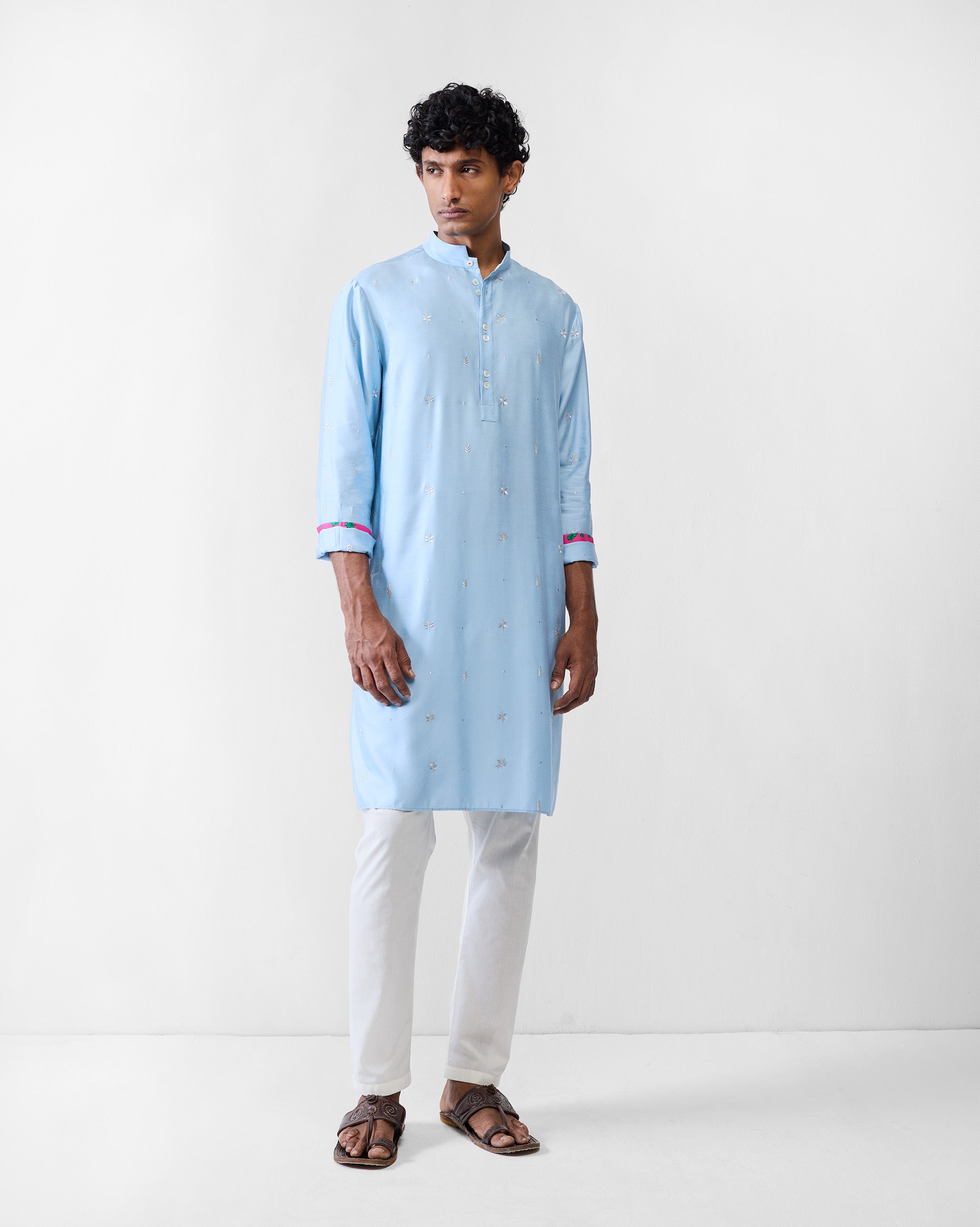 Rey Kurta - Light Blue Embroidered