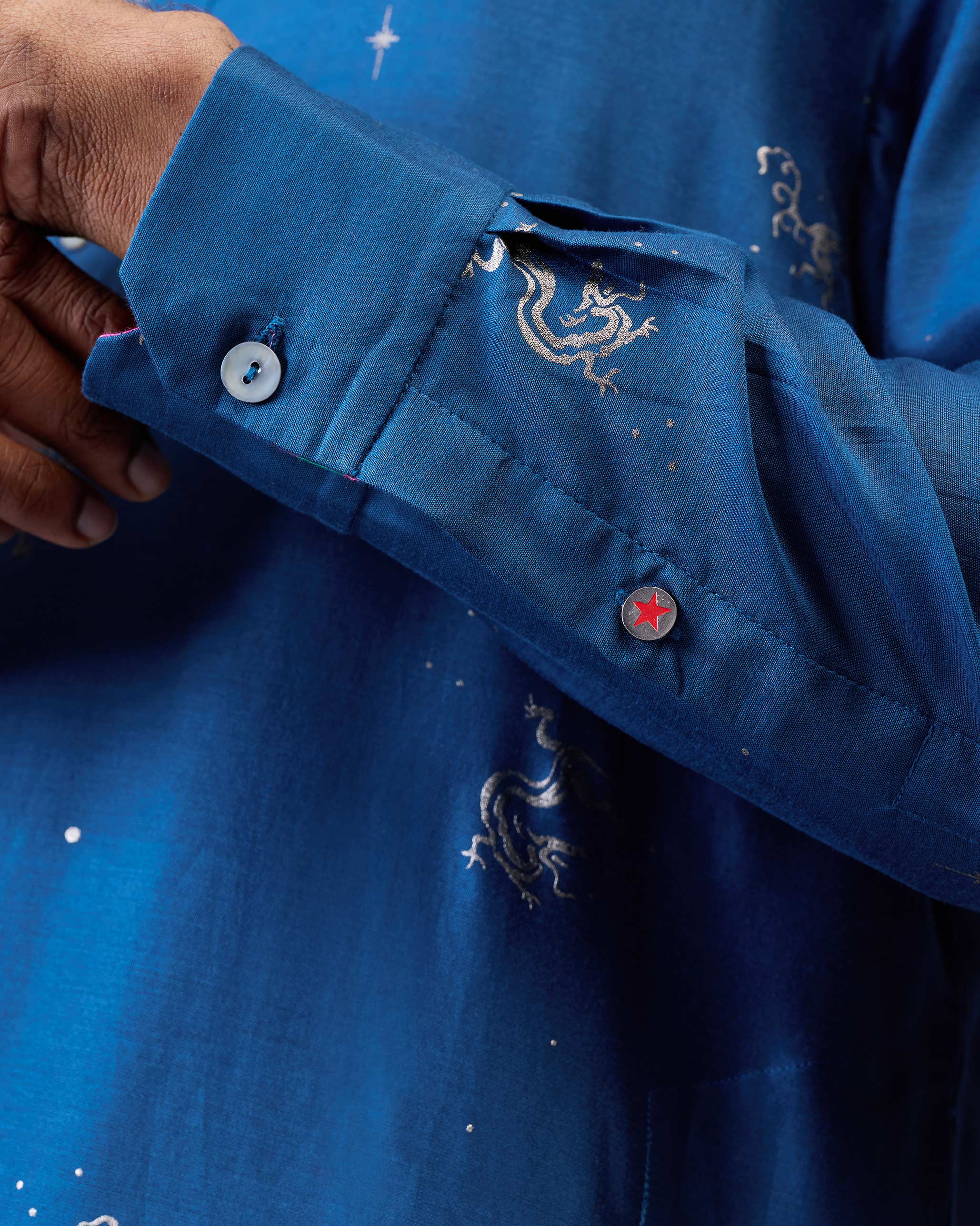 Bageecha Kurta - Navy Printed