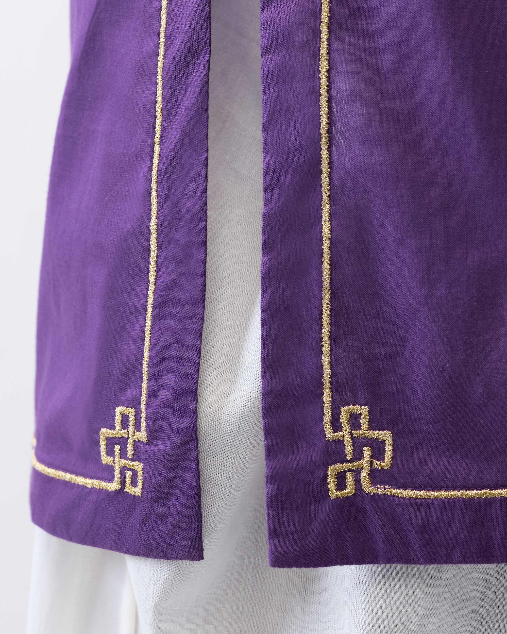 Arrham Kurta - Purple Embroidered