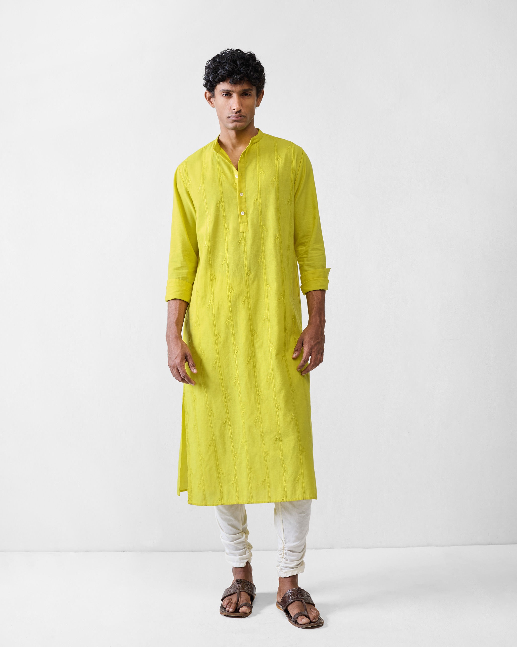 Ibn Kurta - Chartreuse Embroidered