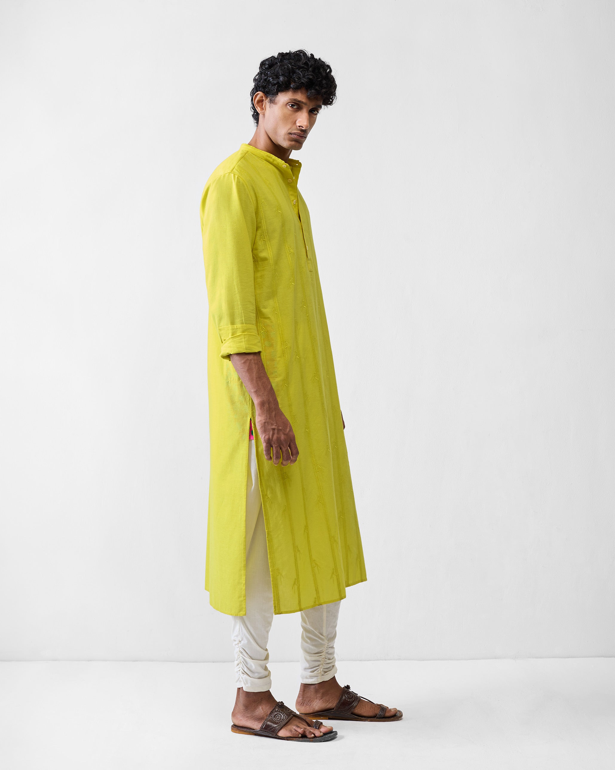 Ibn Kurta - Chartreuse Embroidered
