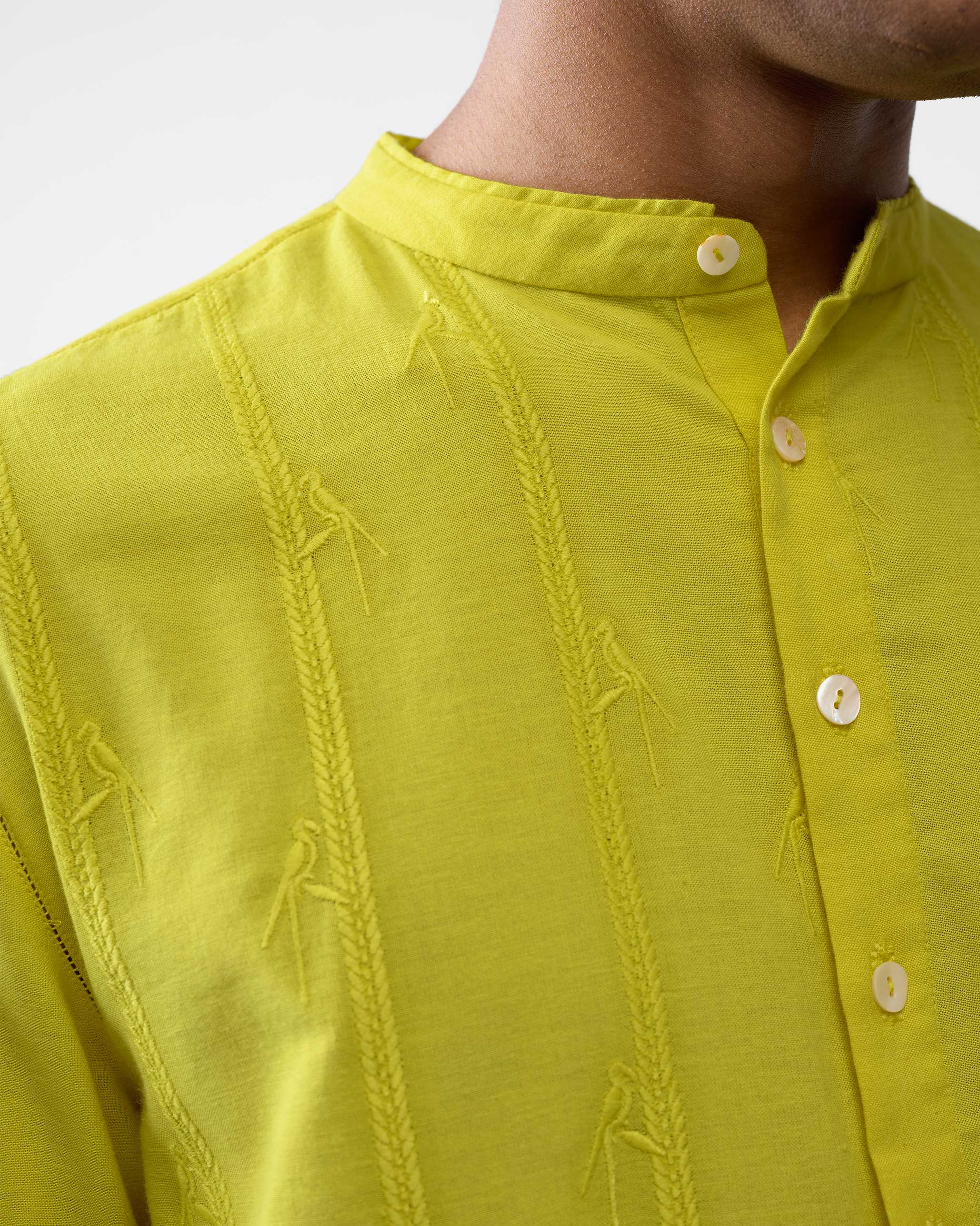 Ibn Kurta - Chartreuse Embroidered