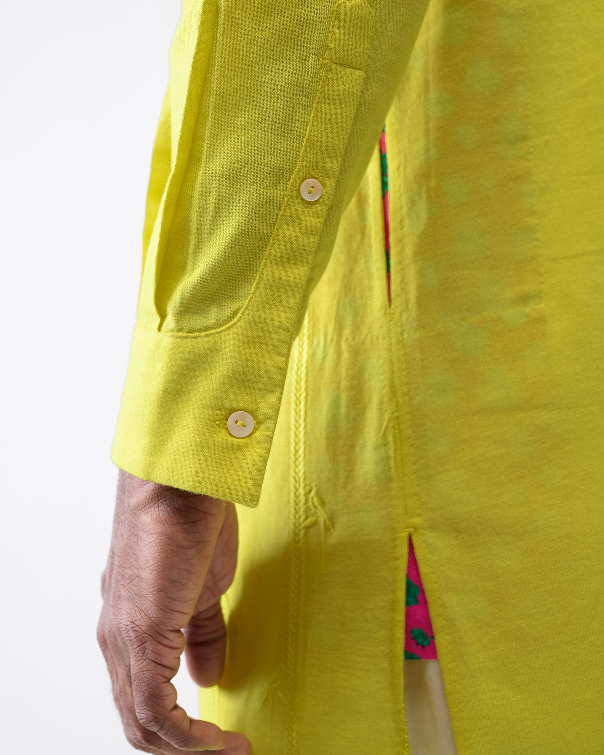 Ibn Kurta - Chartreuse Embroidered