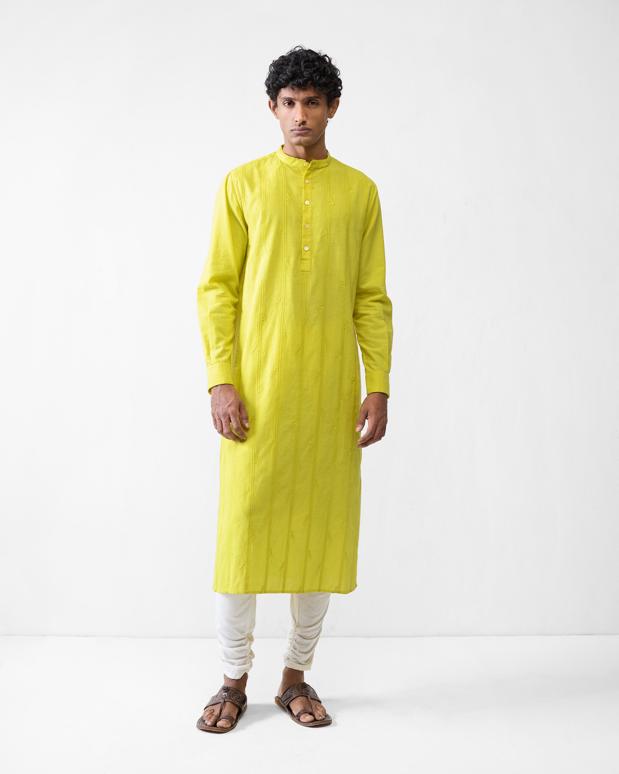 Ibn Kurta - Chartreuse Embroidered