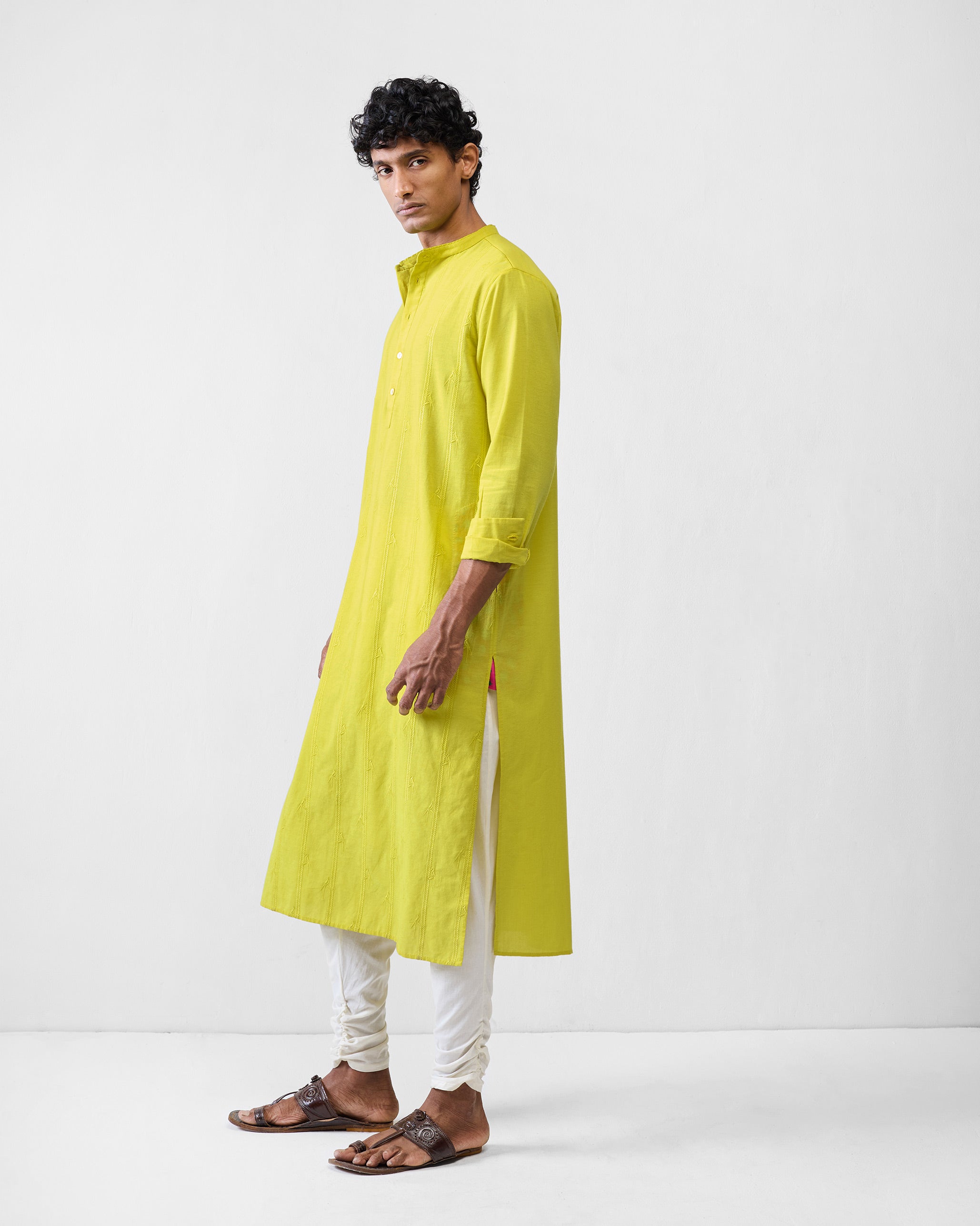 Ibn Kurta - Chartreuse Embroidered