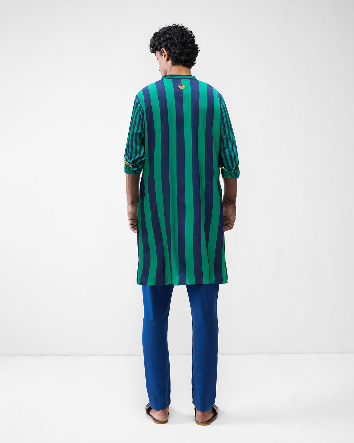 Gala Kurta – Green & Navy Printed