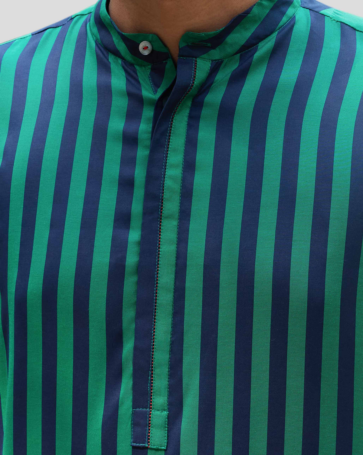 Gala Kurta – Green & Navy Printed