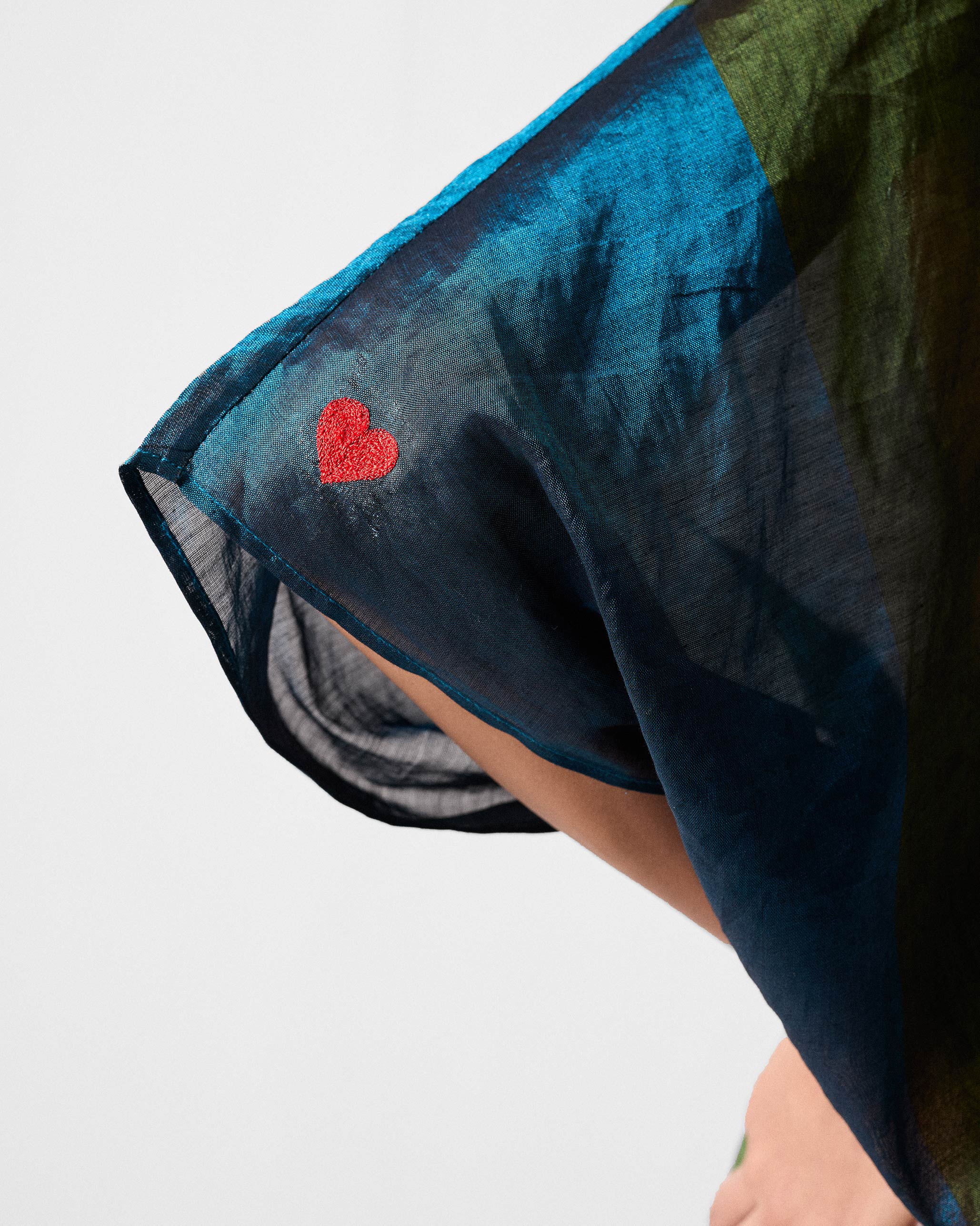 Collared Kaftan - Green & Silver