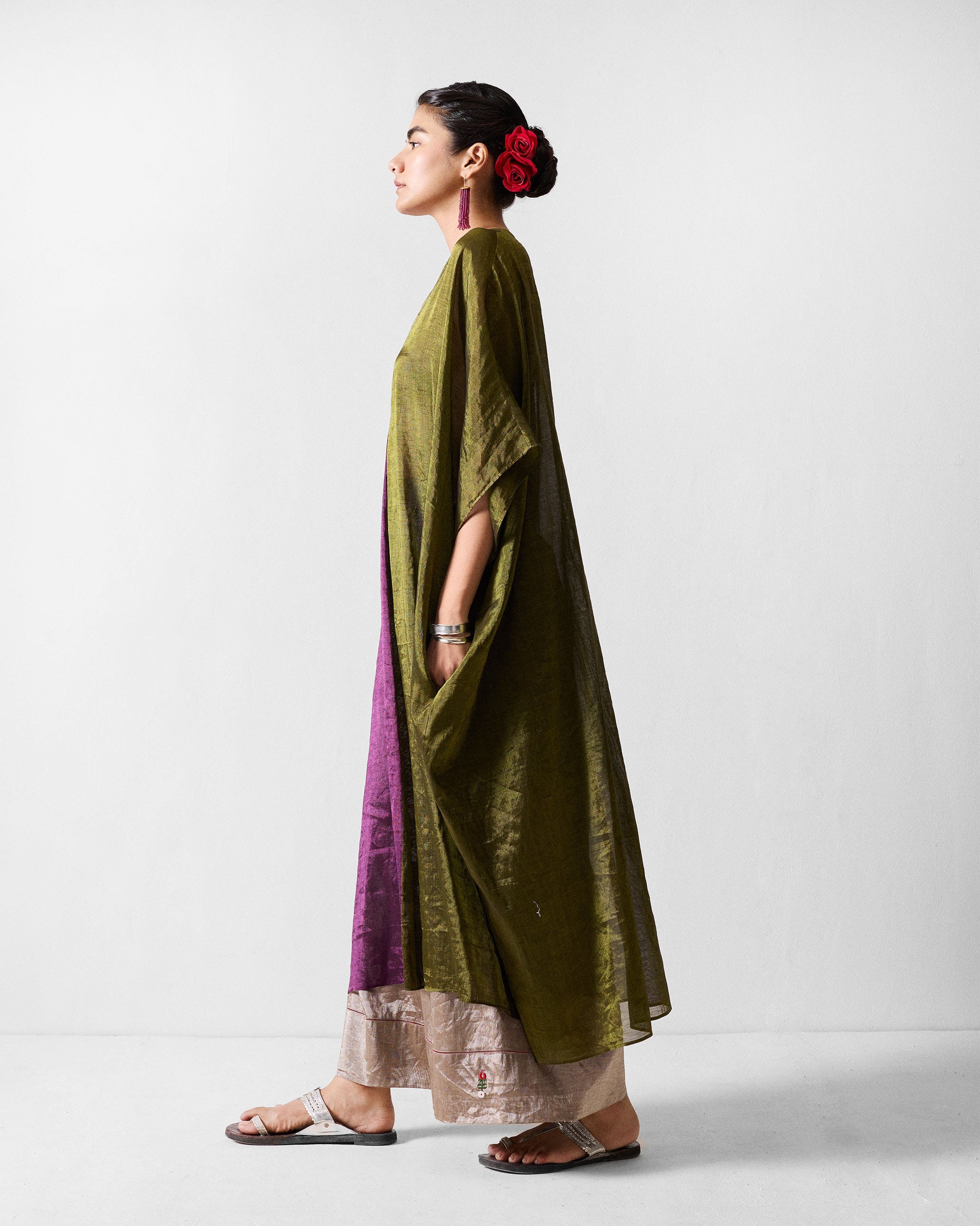 Araya Kaftan - Olive & Purple
