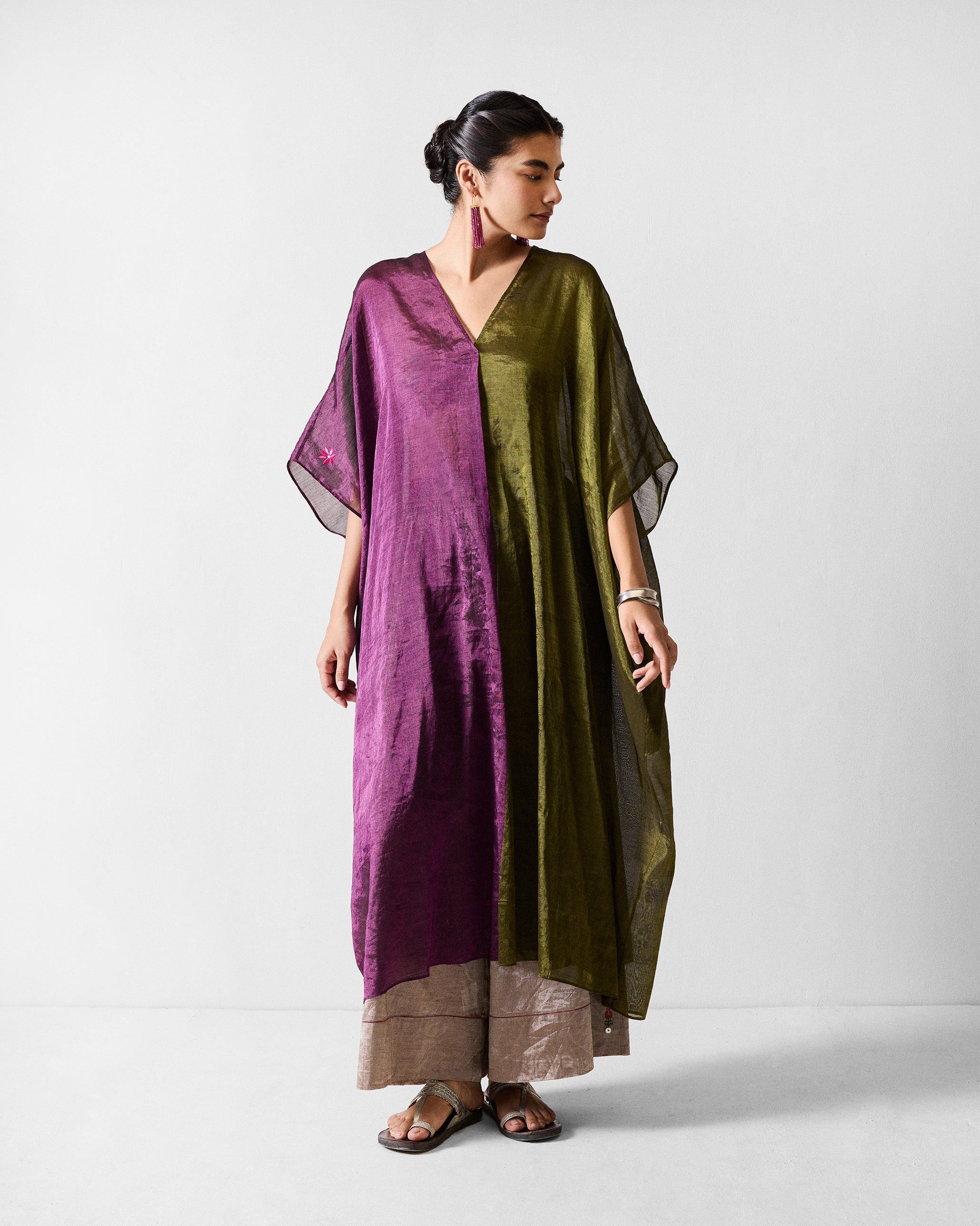 Araya Kaftan - Olive & Purple