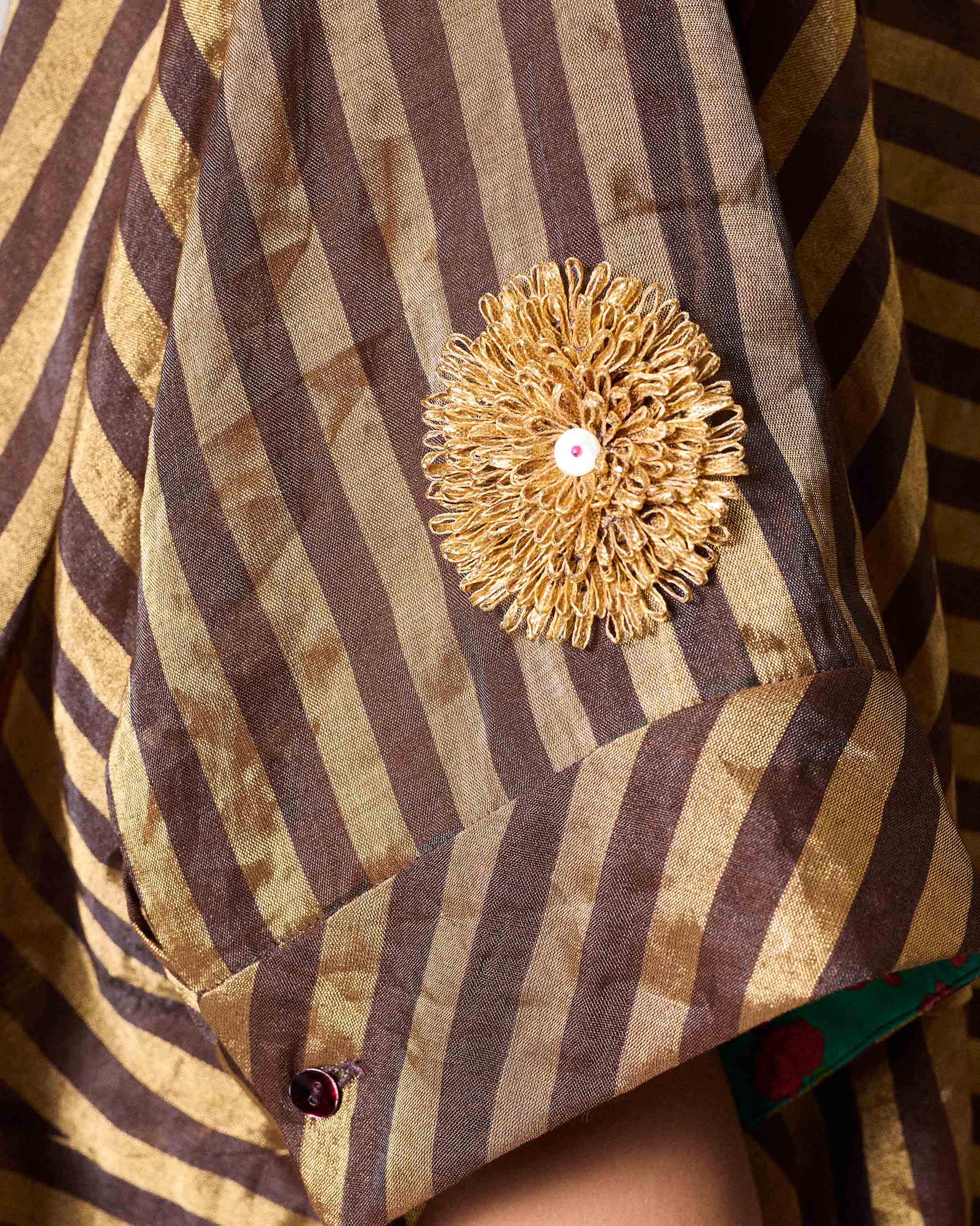 Ceylon Shirt - Chocolate Brown & Gold Stripes