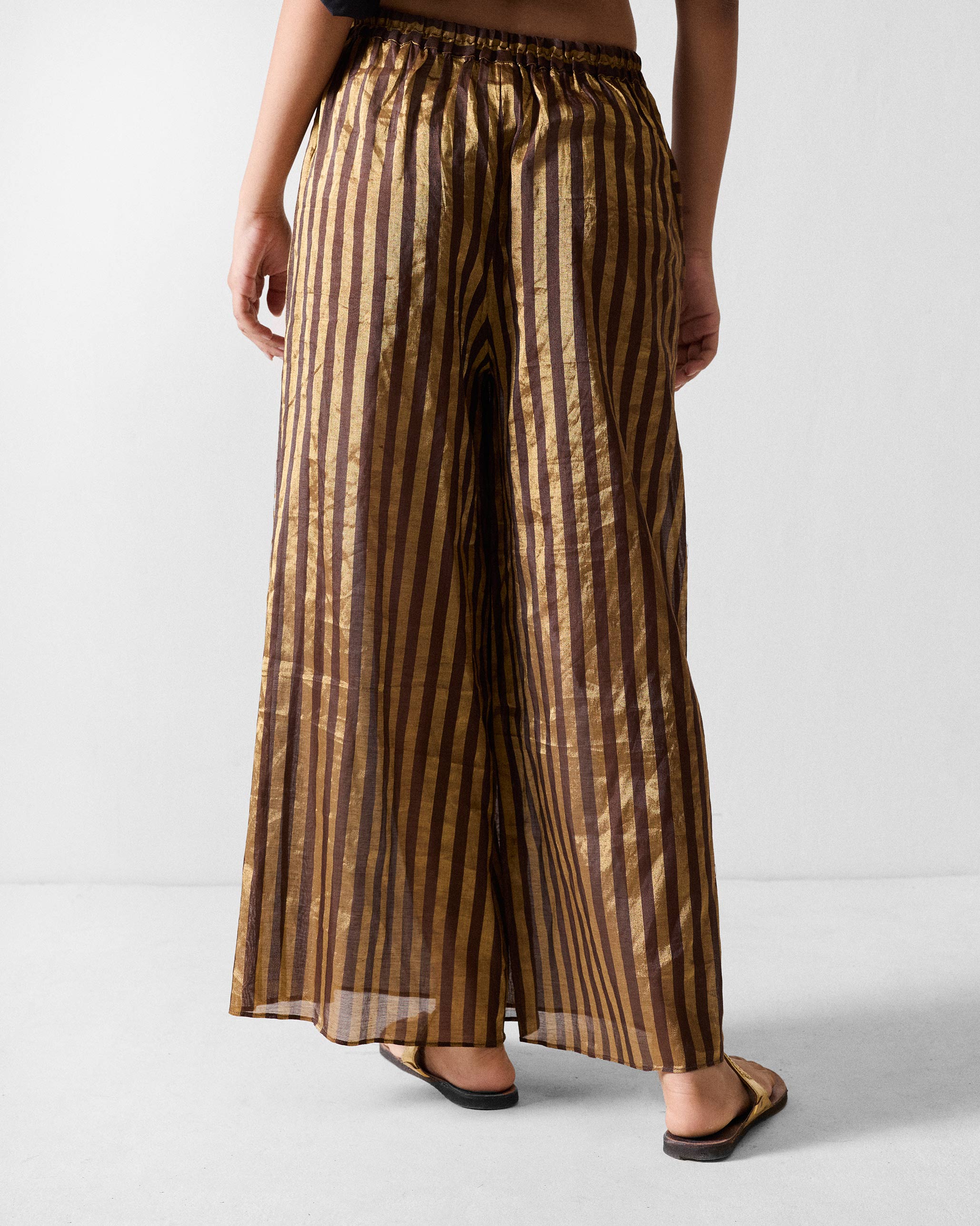 Ceylon Pyjama - Chocolate Brown & Gold Stripes