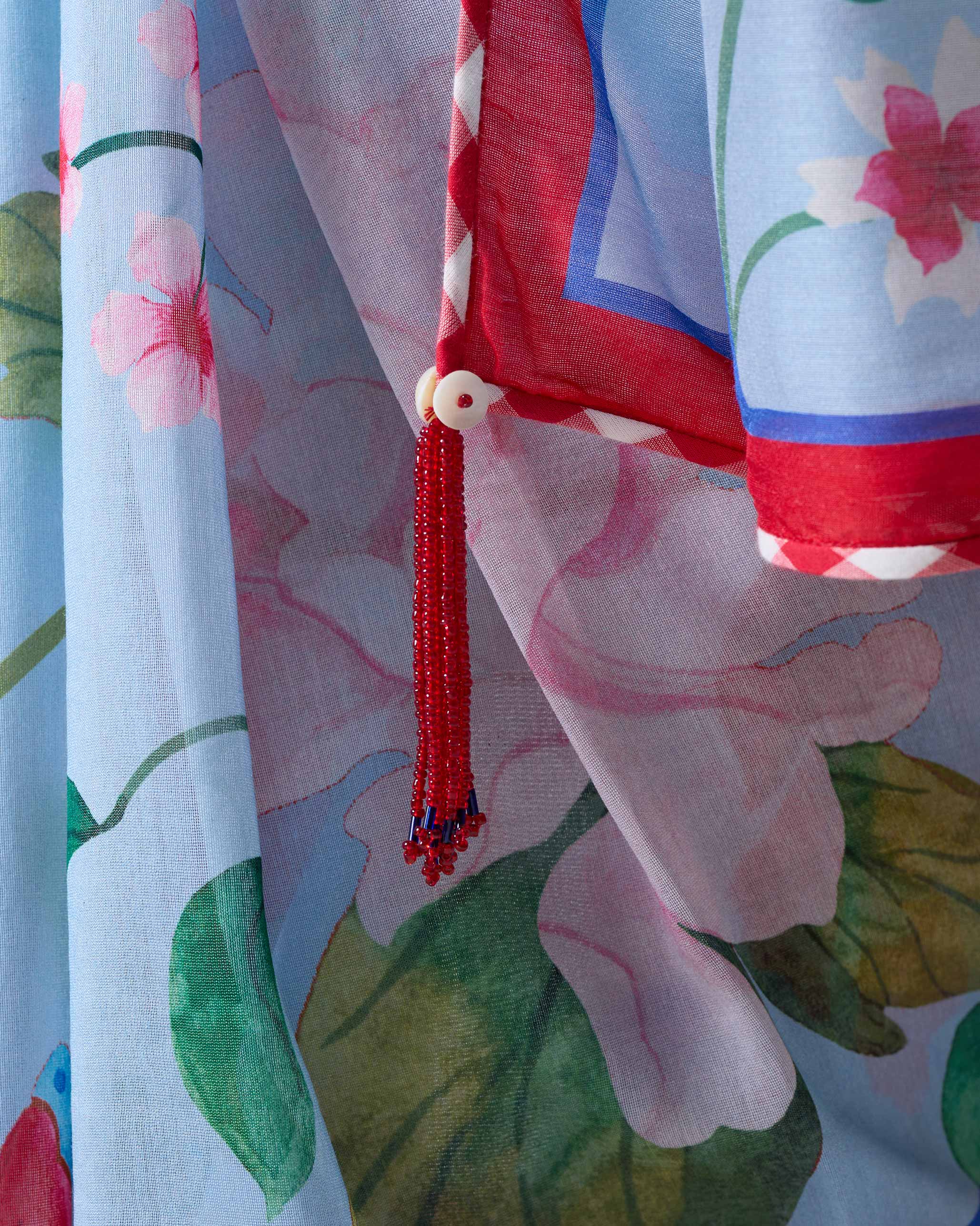 Roop Sari - Blue & Red Printed