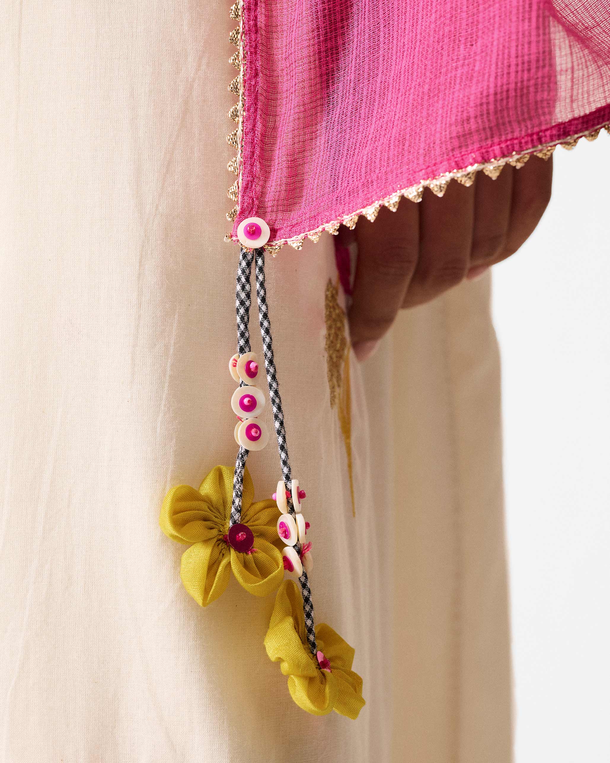 Gul Dupatta - Fuchsia & Gold Embroidered