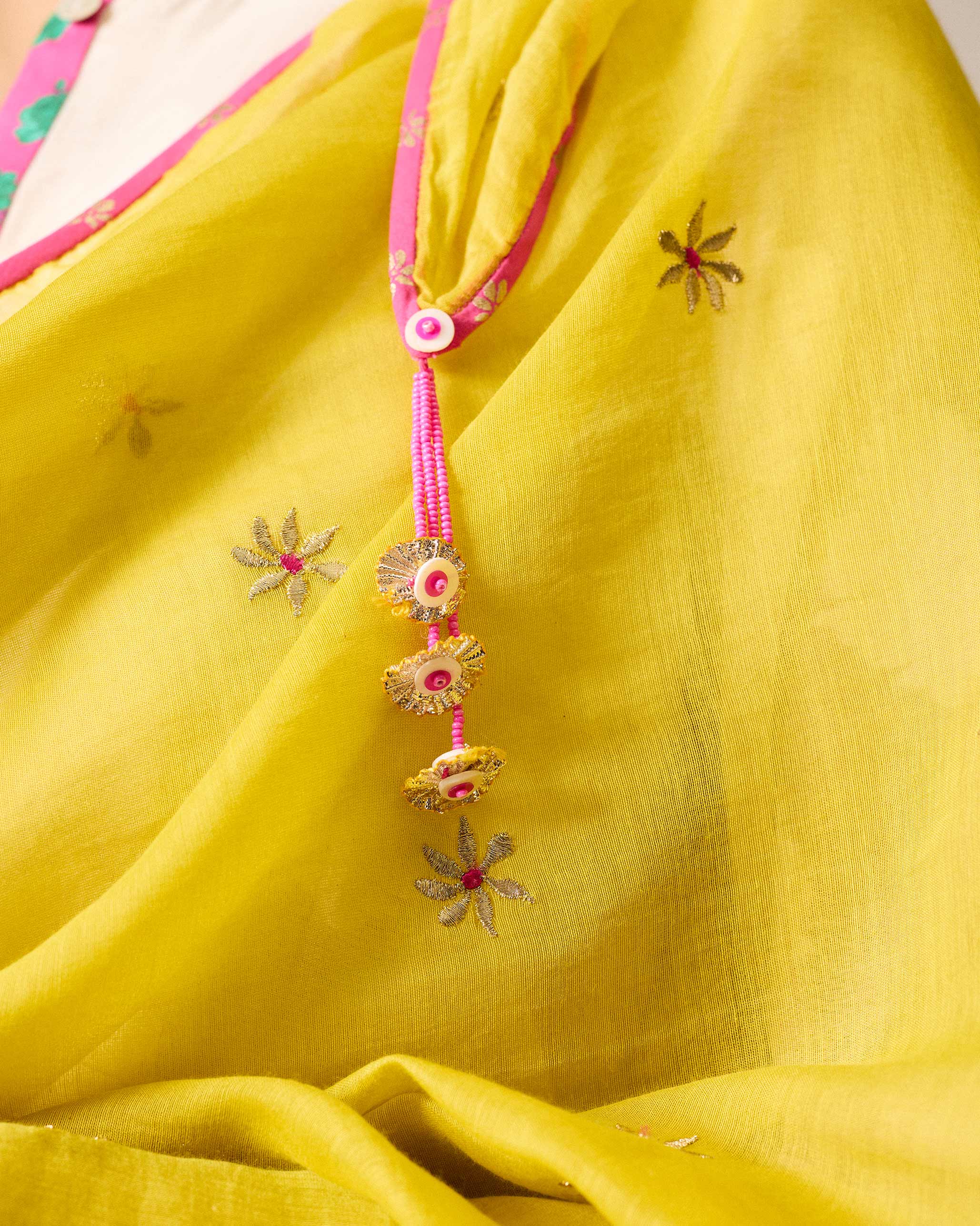 Anaya Dupatta - Chartreuse & Gold Embroidered