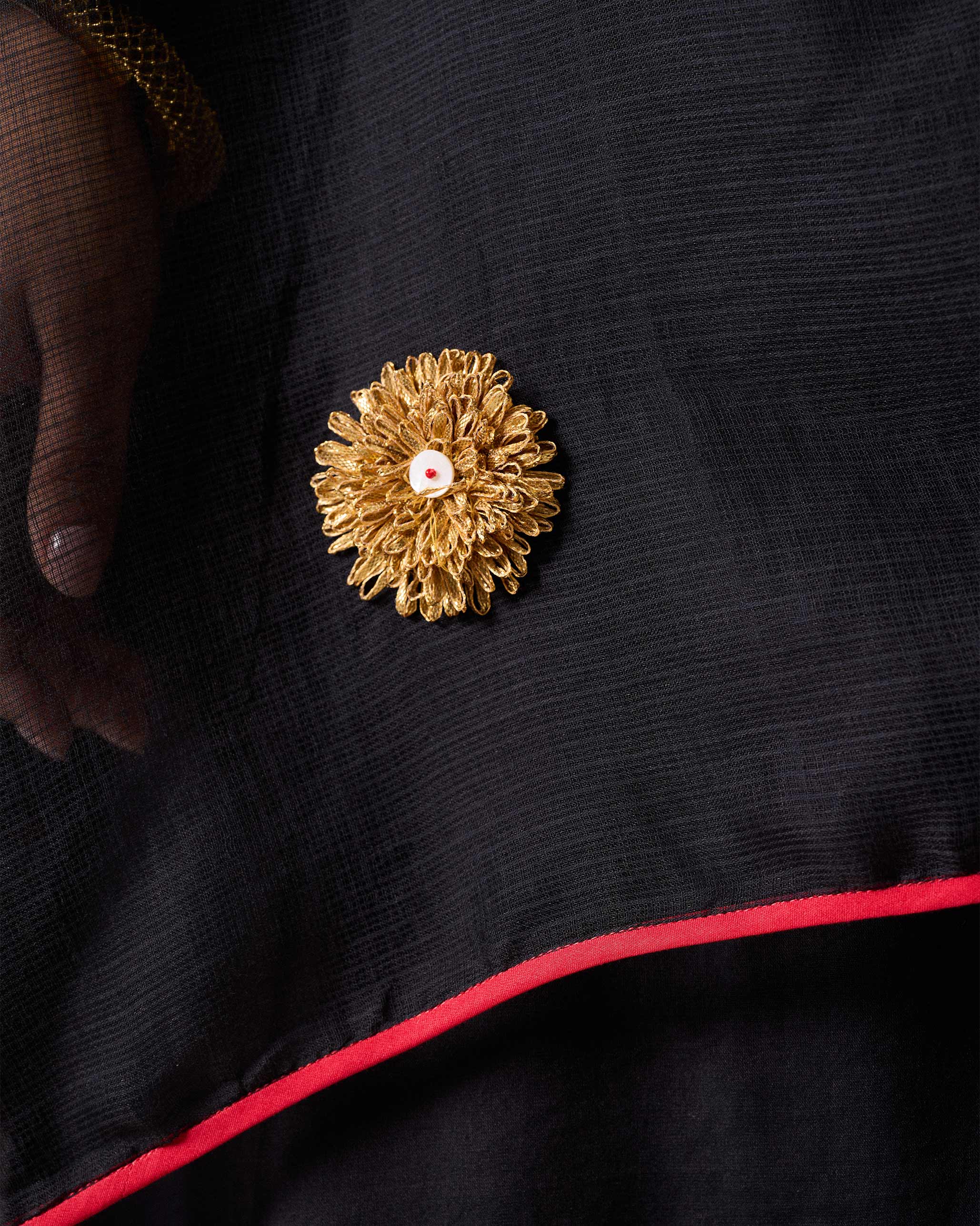 Raat Dupatta - Black & Gold Embroidered