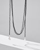 Long Black Necklace - Silver & Black