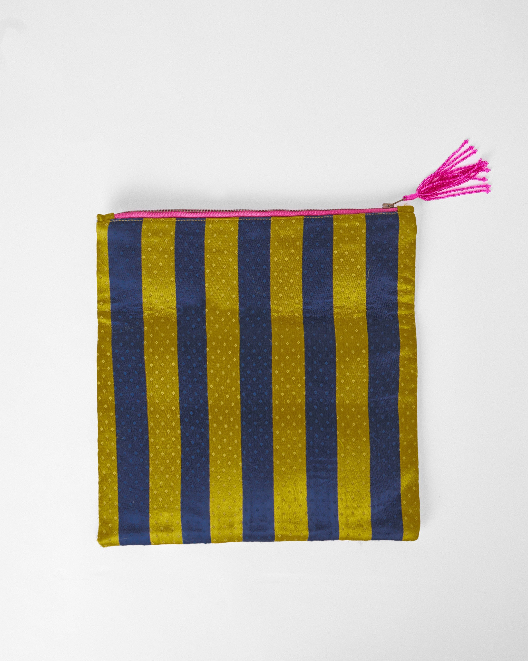 Fold Over Clutch - Chartreuse & Navy