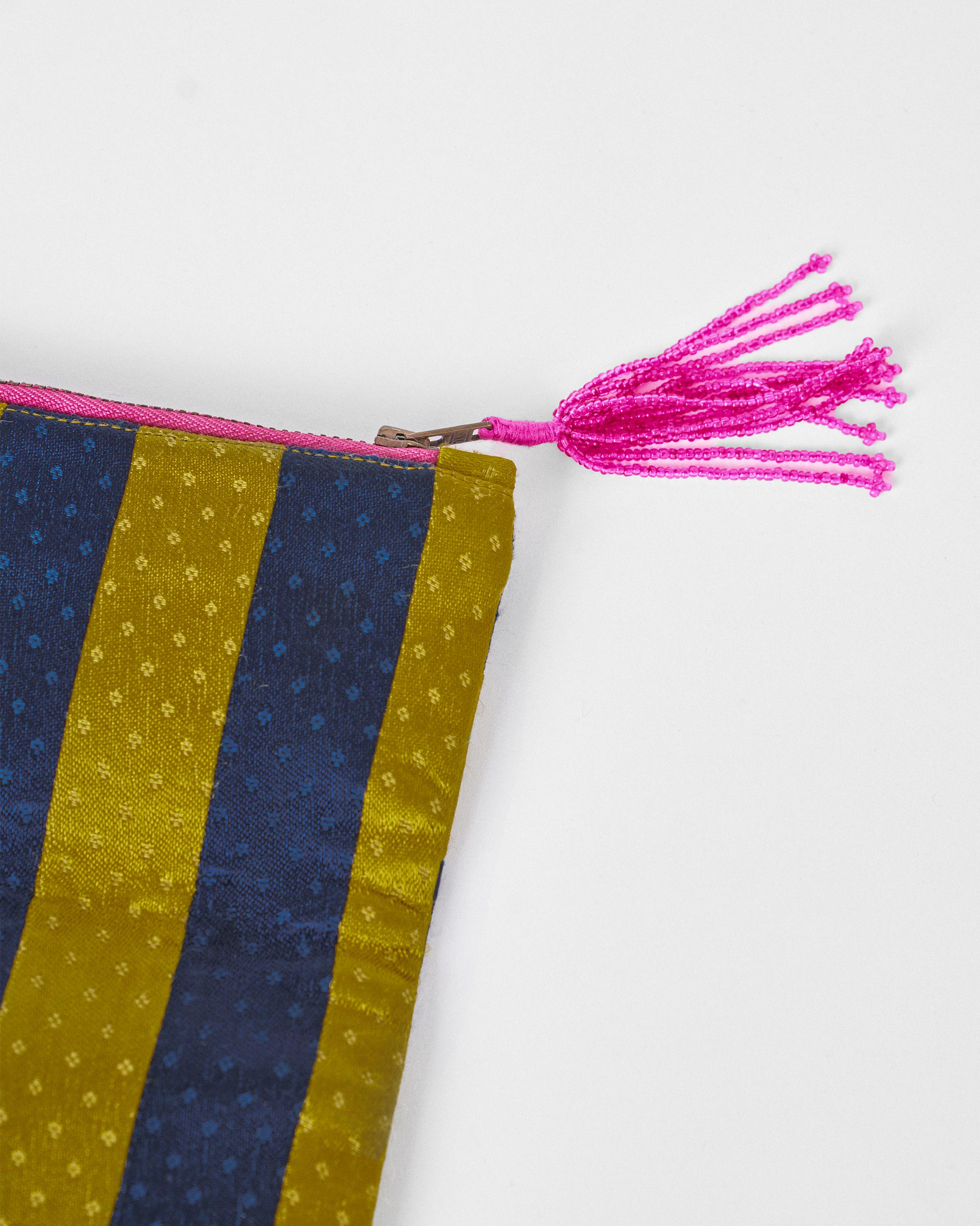 Fold Over Clutch - Chartreuse & Navy