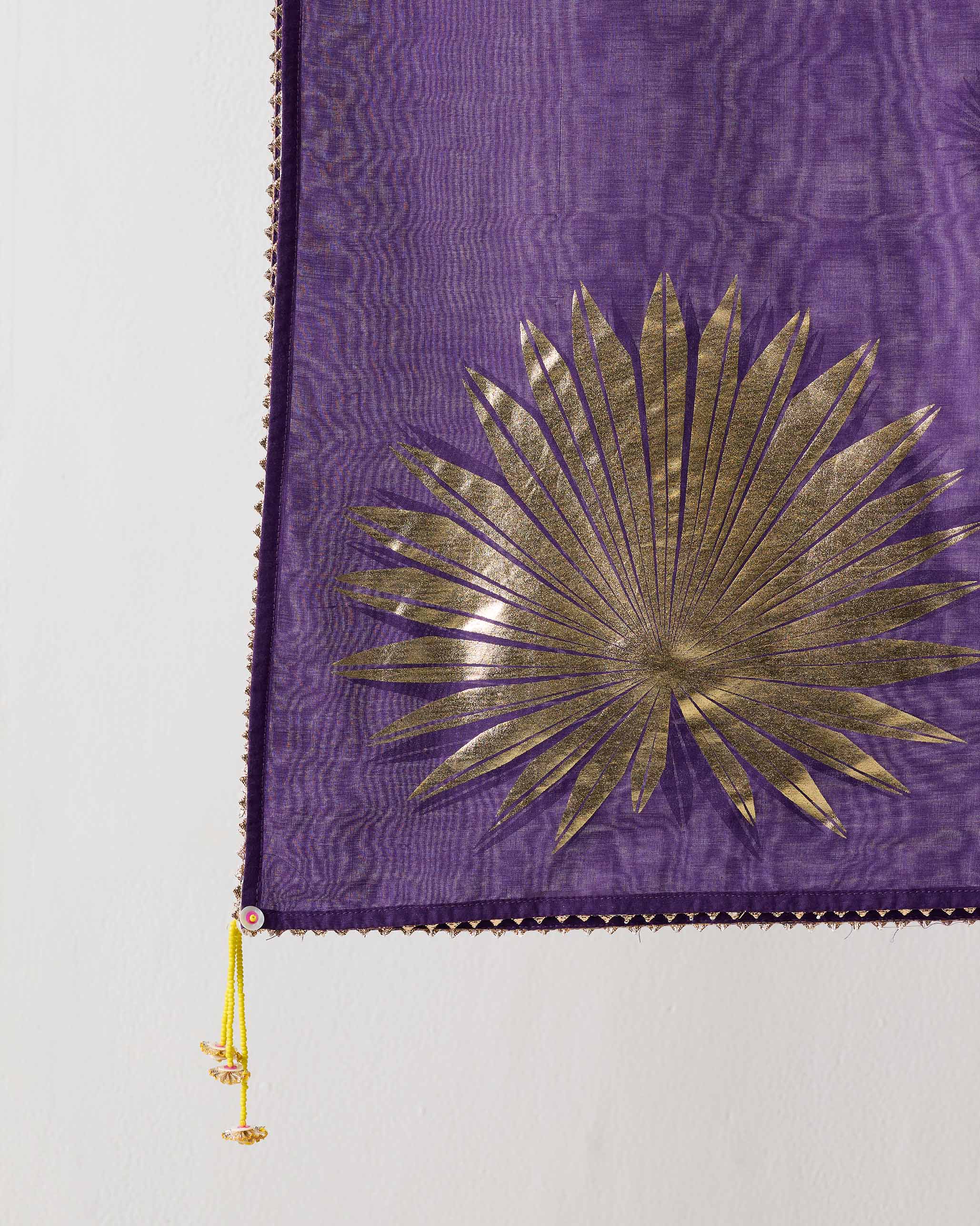 Sia Dupatta - Purple & Gold Printed